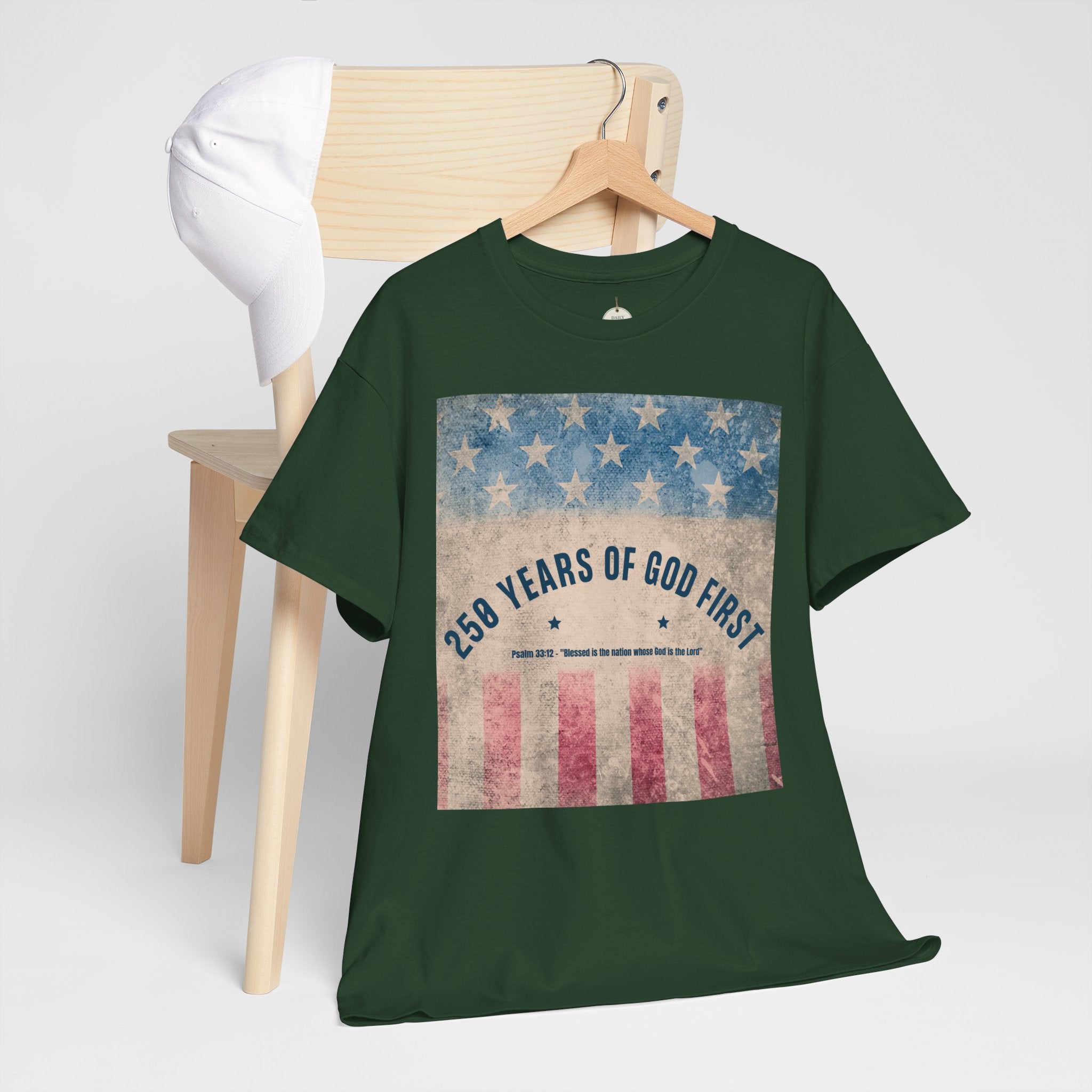 God First 250 Years Vintage American Flag  and Patriotic T-Shirt