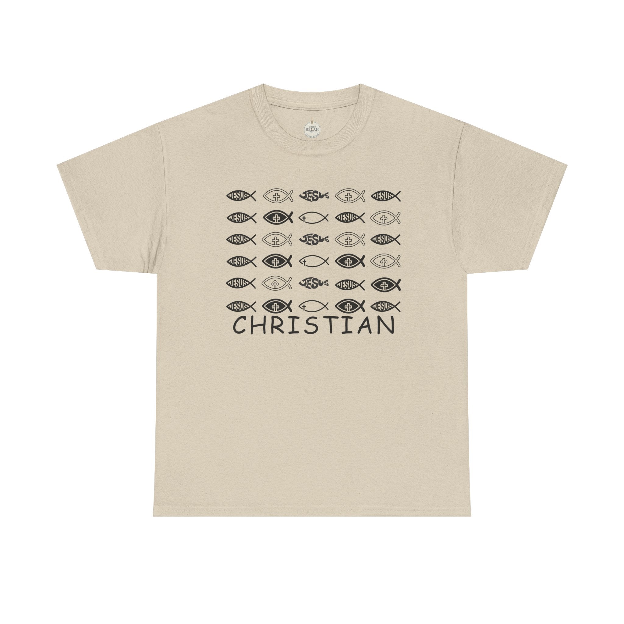 Christian Fish Pattern T‑Shirt — Ichthys Faith Tee - JESUS FISH