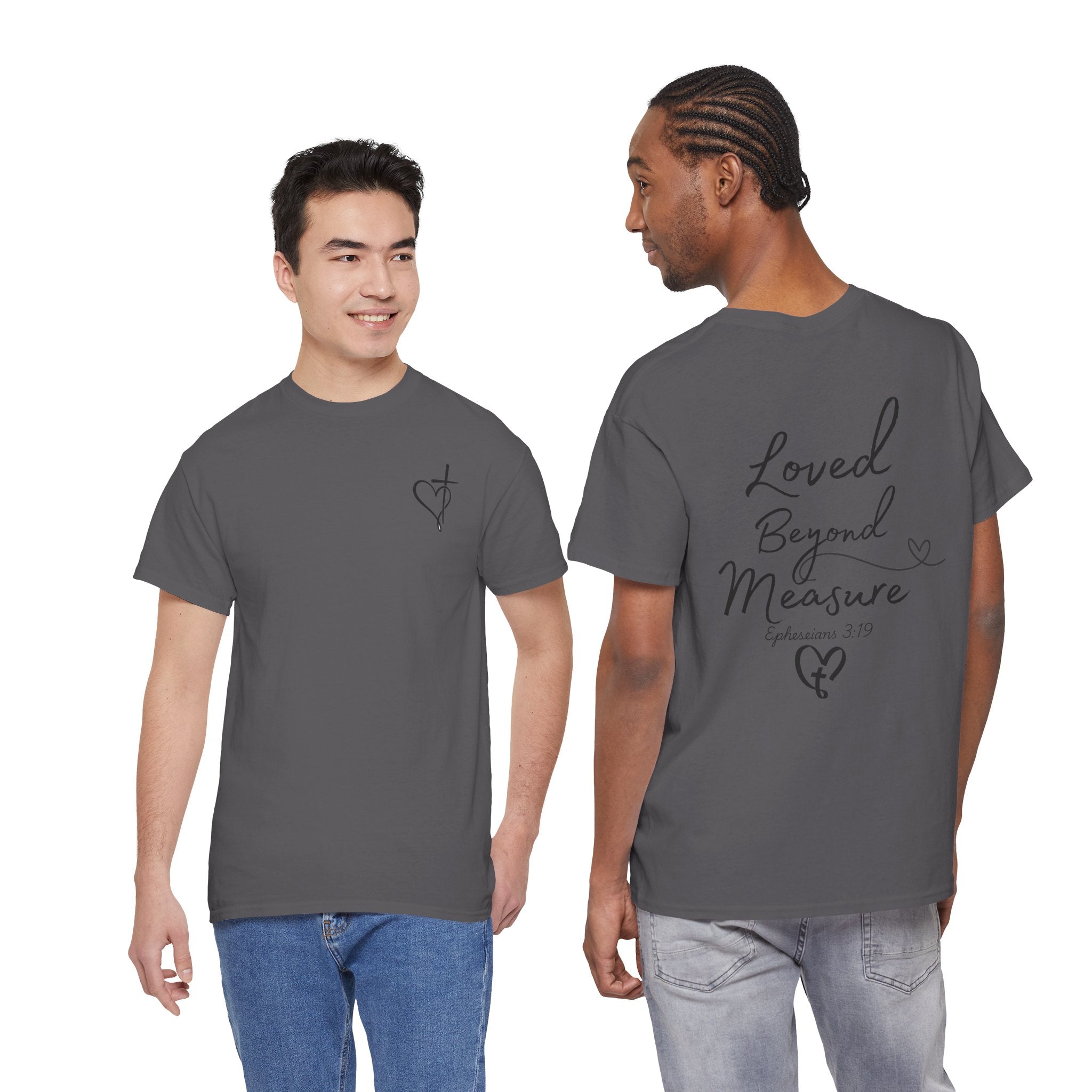 Loved Beyond Measure Tee — Christian Faith Heart Cross T-Shirt (Ephesians 3:18)