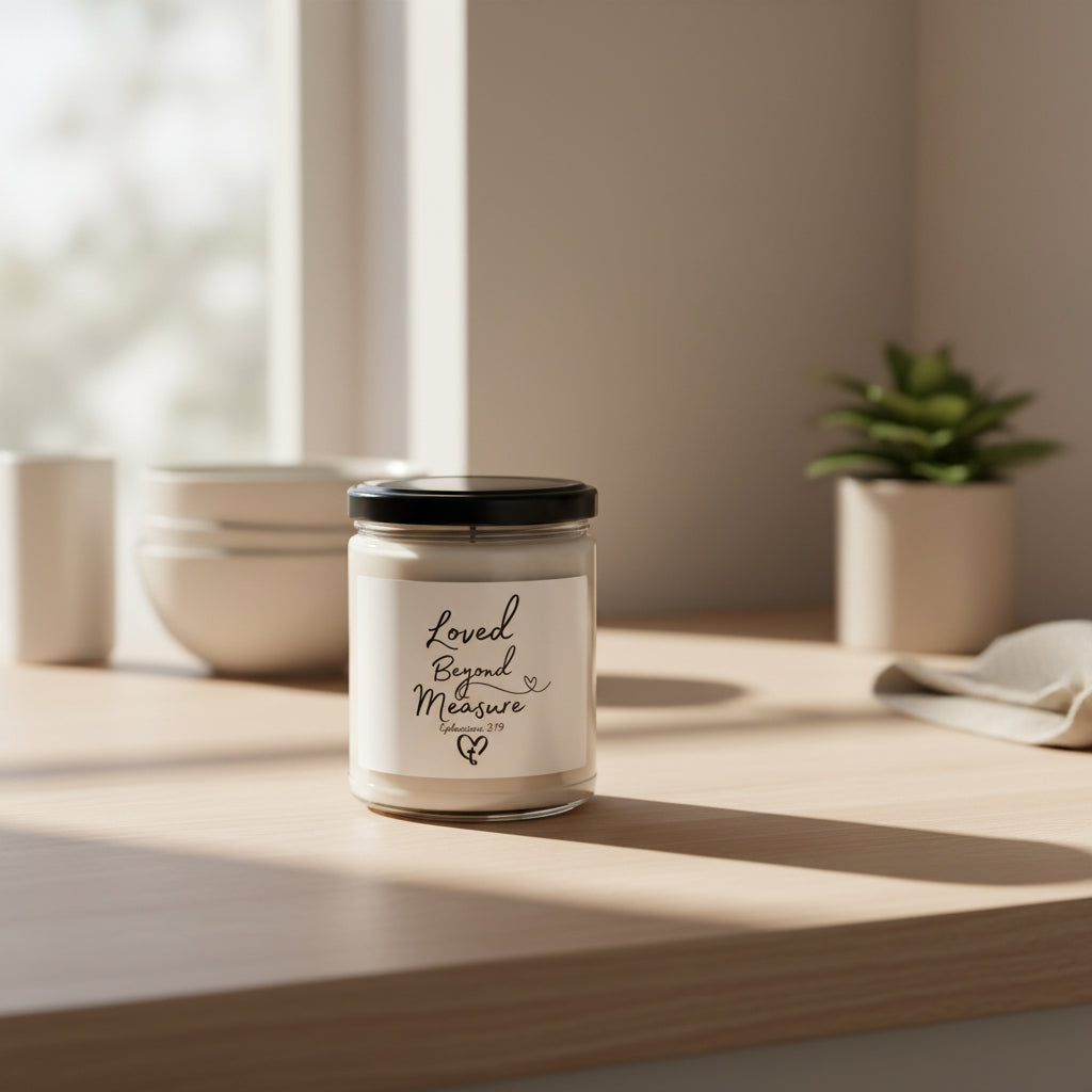 Loved Beyond Measure Soy Candle — 9oz Scented Jar (Ephesians 3:19 Inspired)
