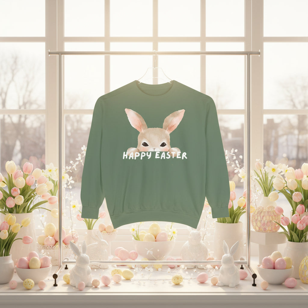 Easter Bunny Sweatshirt - 'Happy Easter' Cozy Holiday Pullover