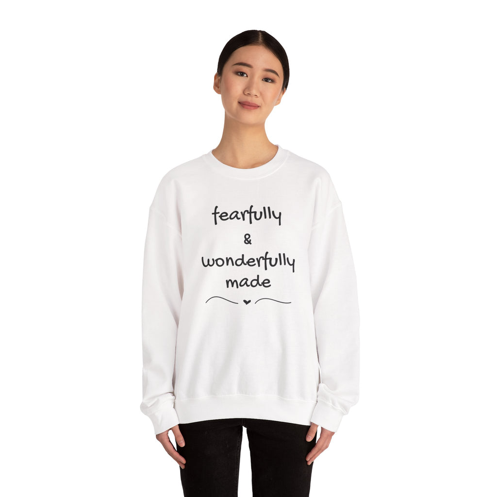Faith-Based Crewneck Sweatshirt — "Fearfully & Wonderfully Made" Inspirational Pullover