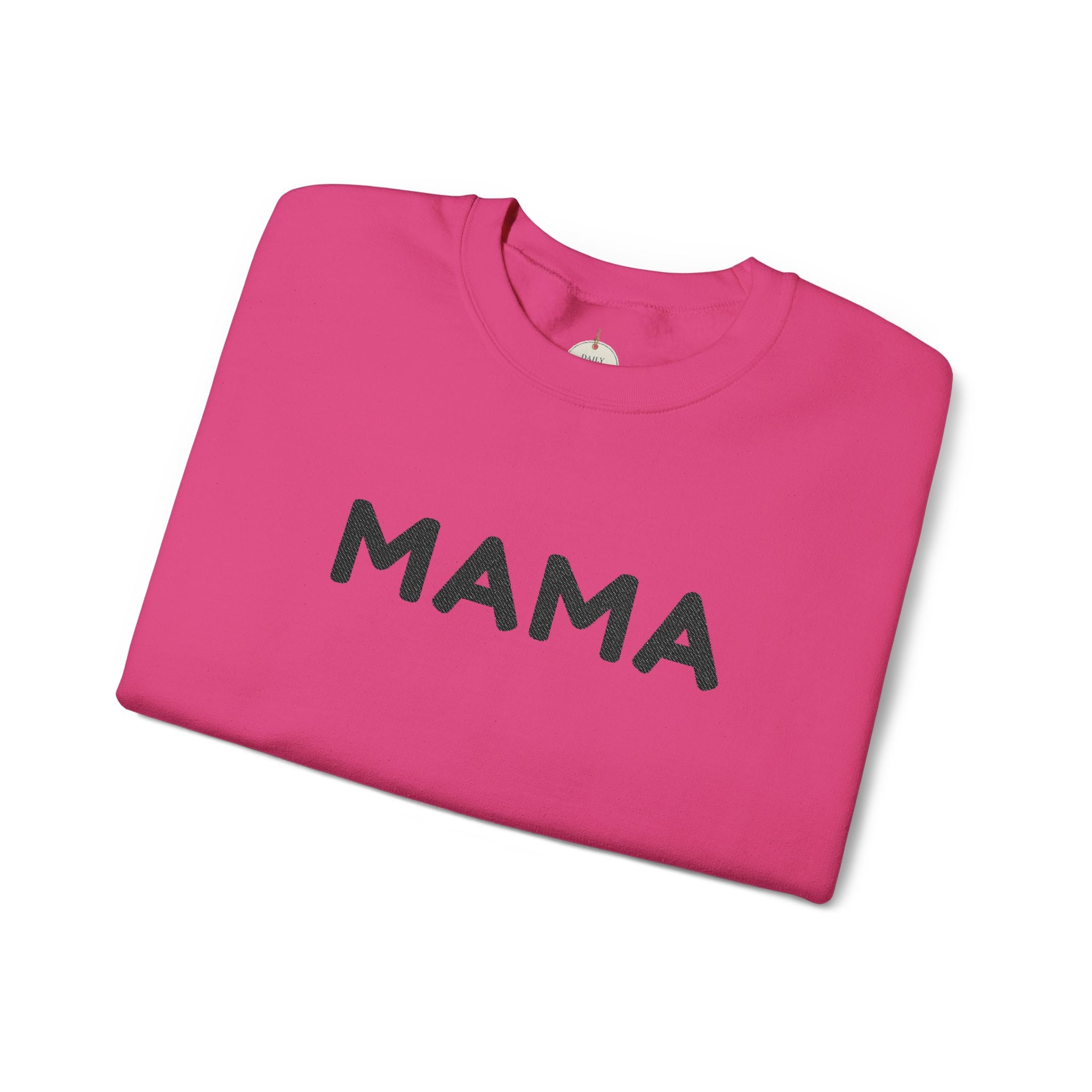 Embroidered - Personalized - Mama Crewneck Sweatshirt — Cozy Mother's Day Pullover with Heart Sleeve Detail
