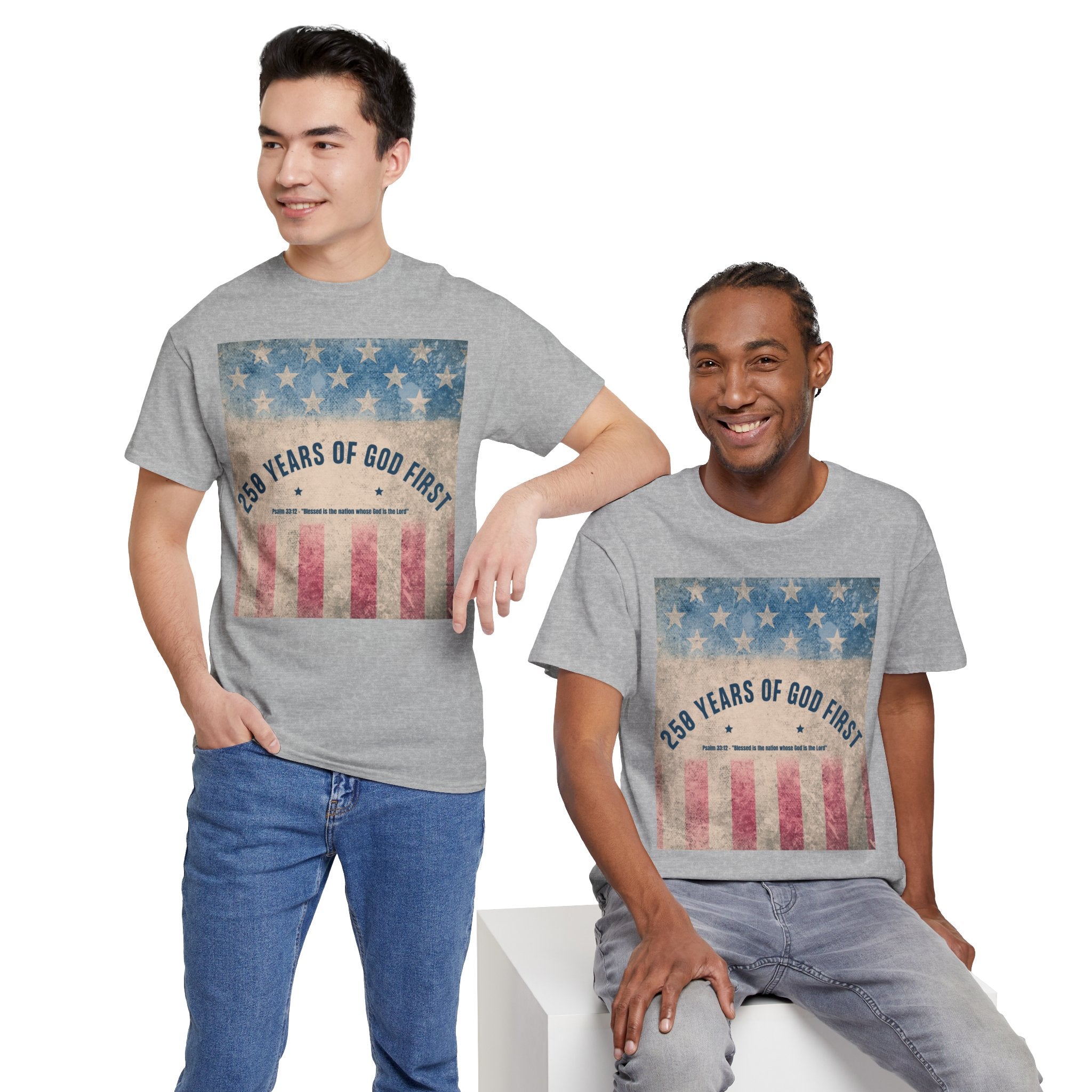 God First 250 Years Vintage American Flag  and Patriotic T-Shirt