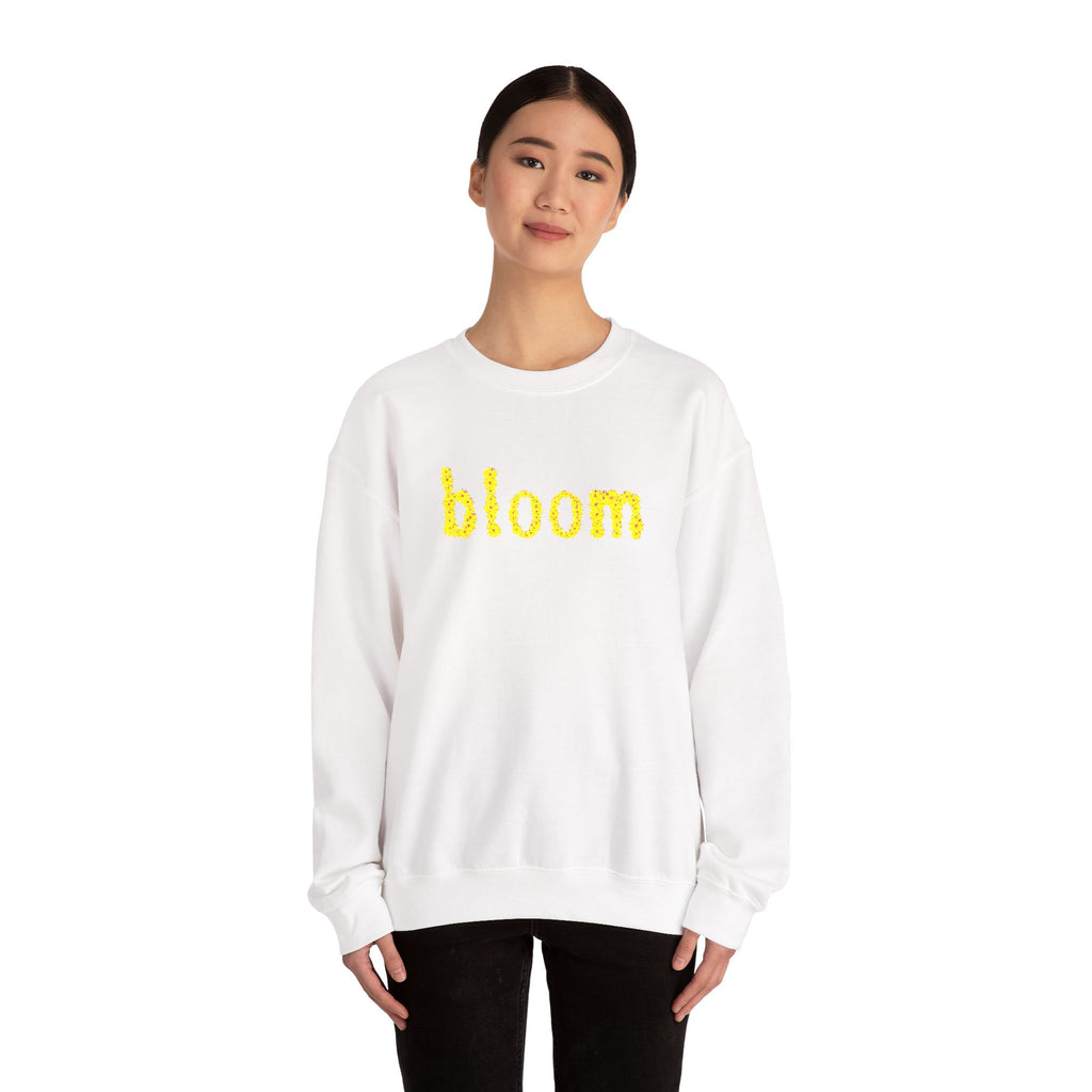 Embroidered Bloom Floral Crewneck Sweatshirt — Yellow Daisy “bloom” Design