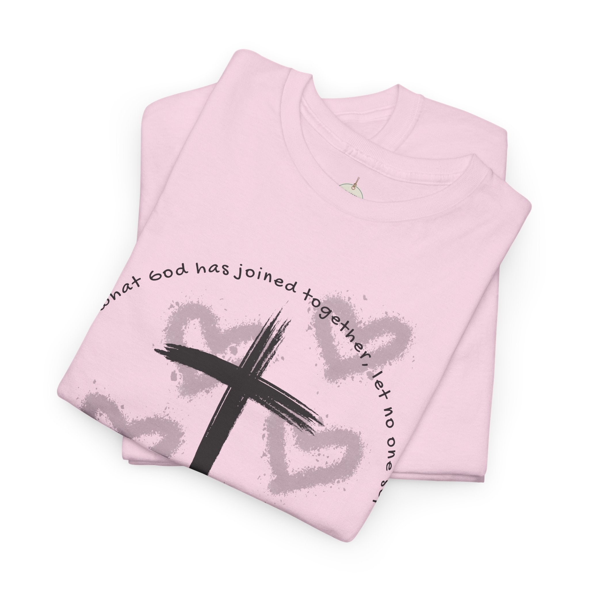 Bride T-Shirt — Christian Cross & Hearts Bridal Faith Tee - Christian - Matthew 19:6
