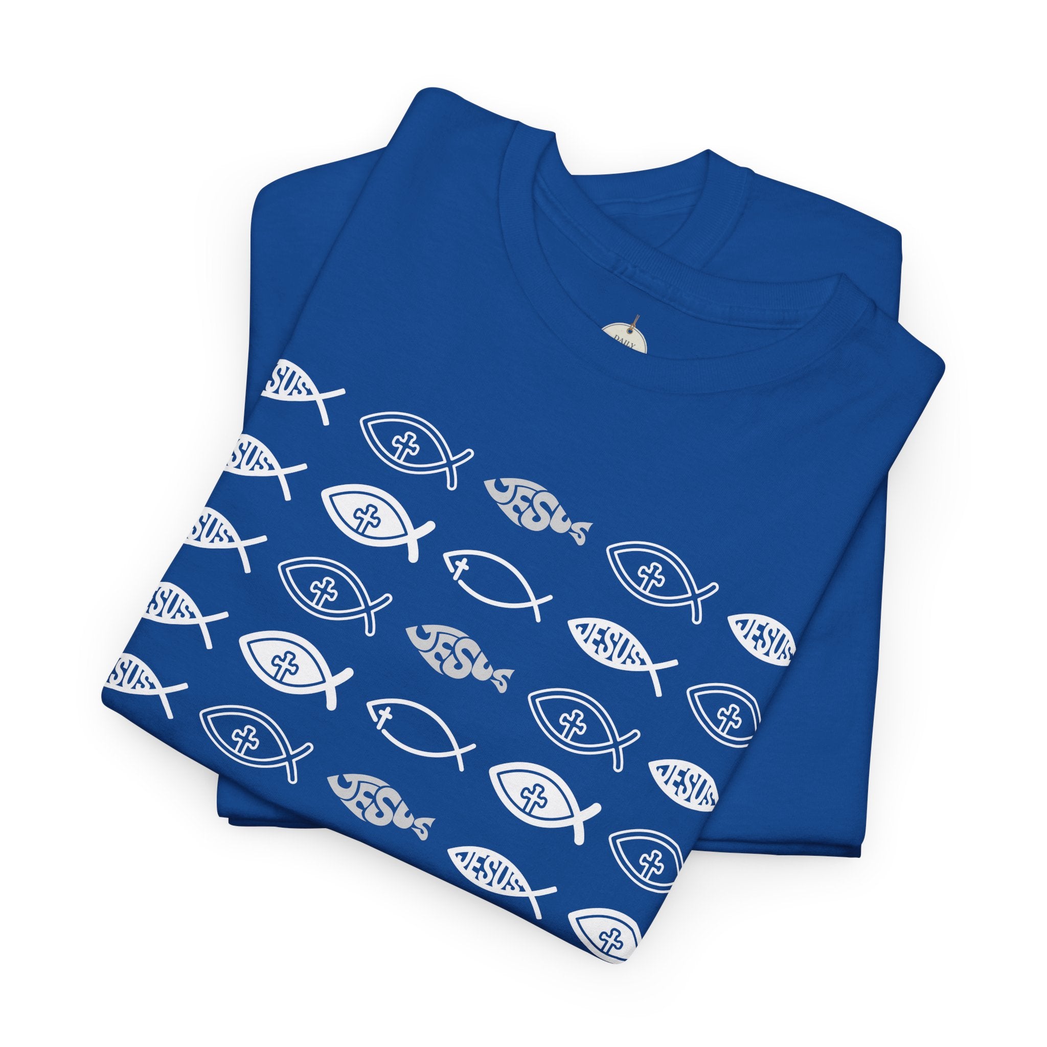 Christian Fish Pattern T‑Shirt — Ichthys Faith Tee - JESUS FISH