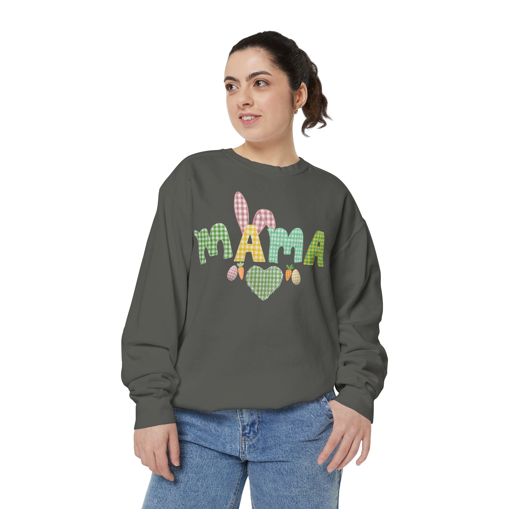 Comfort Colors - Mama Bunny Sweatshirt — Easter Plaid Mom Pullover