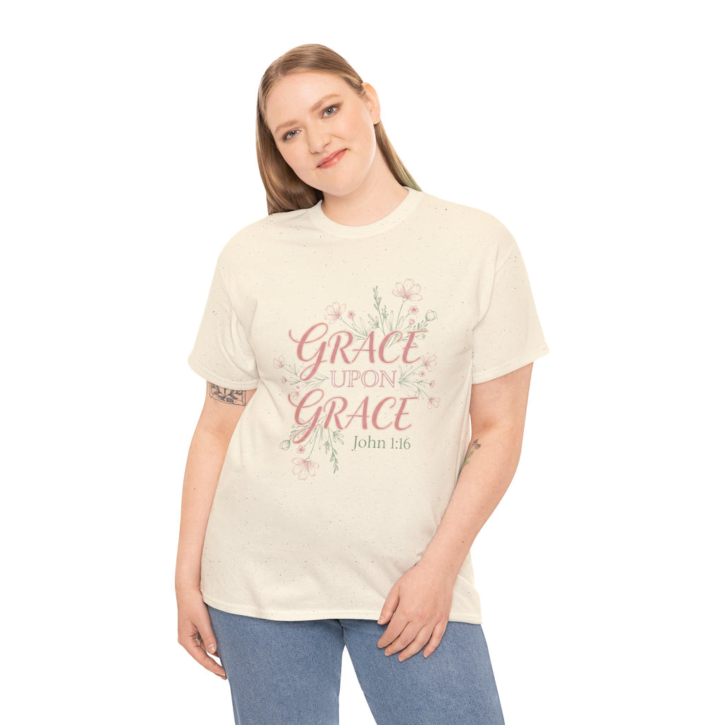 Grace Upon Grace Tee — John 1:16 Floral Christian T-Shirt