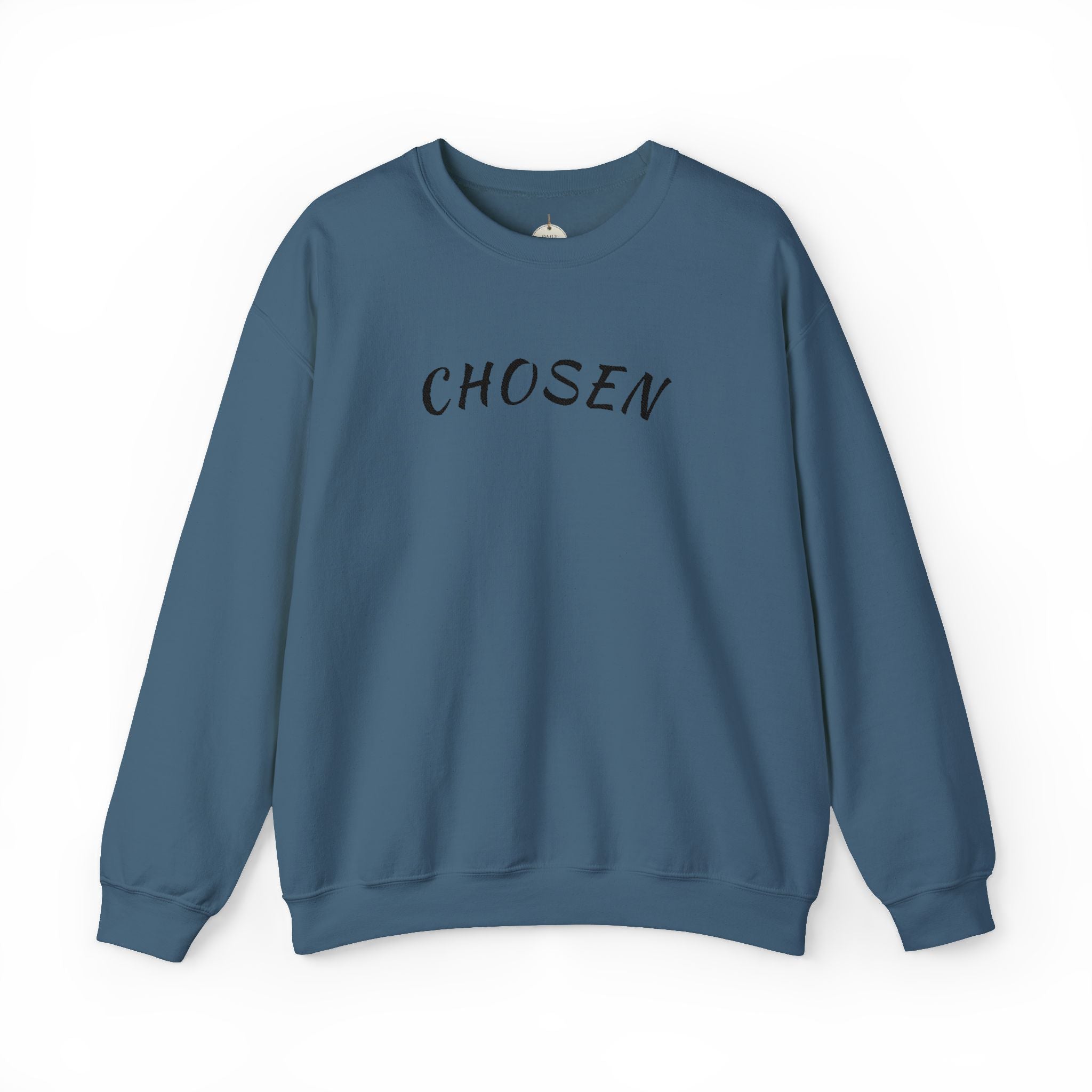 Embroidered Chosen Crewneck Sweatshirt — Minimalist Pullover with 'CHOSEN' Text
