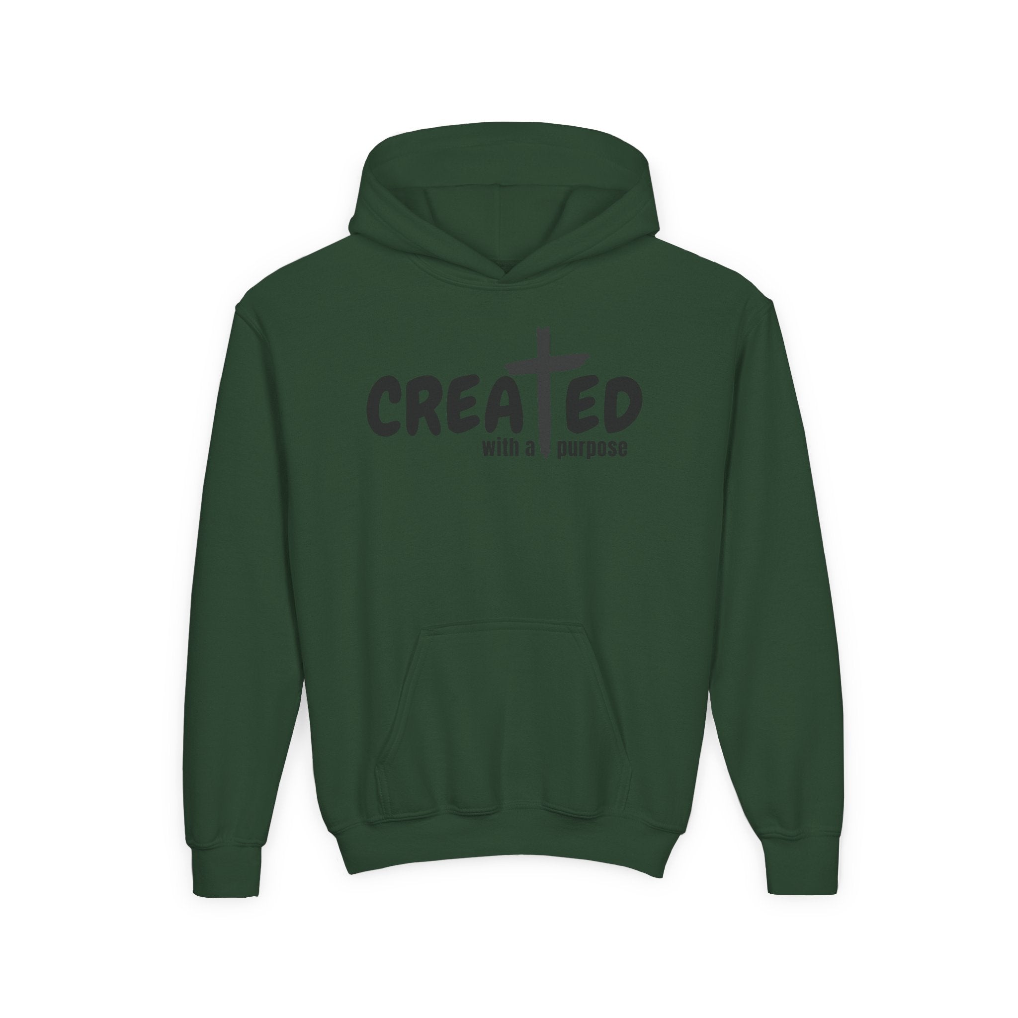 ‘Created With A Purpose’ Youth Hoodie — Christian Faith Kid’s Pullover