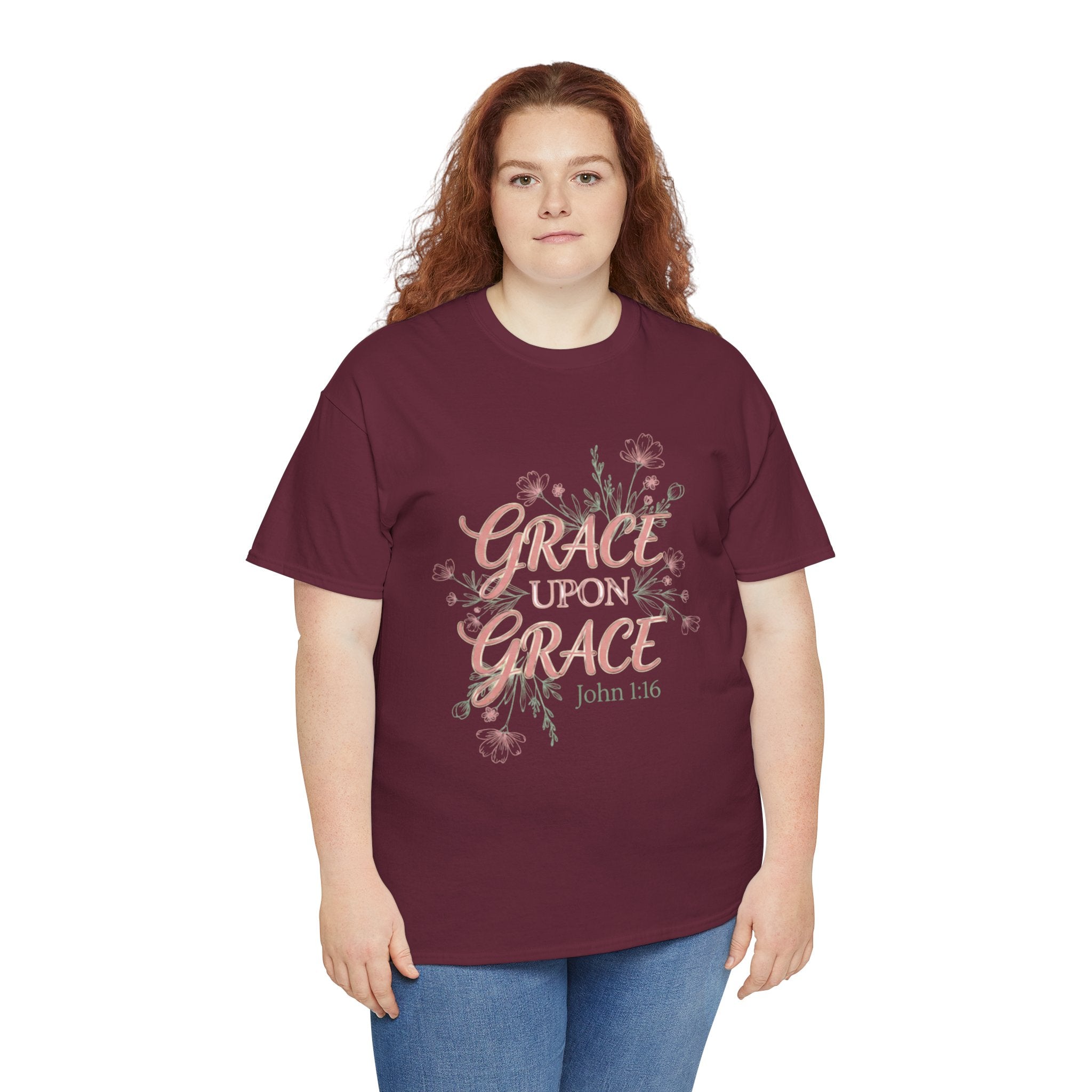 Grace Upon Grace Tee — John 1:16 Floral Christian T-Shirt
