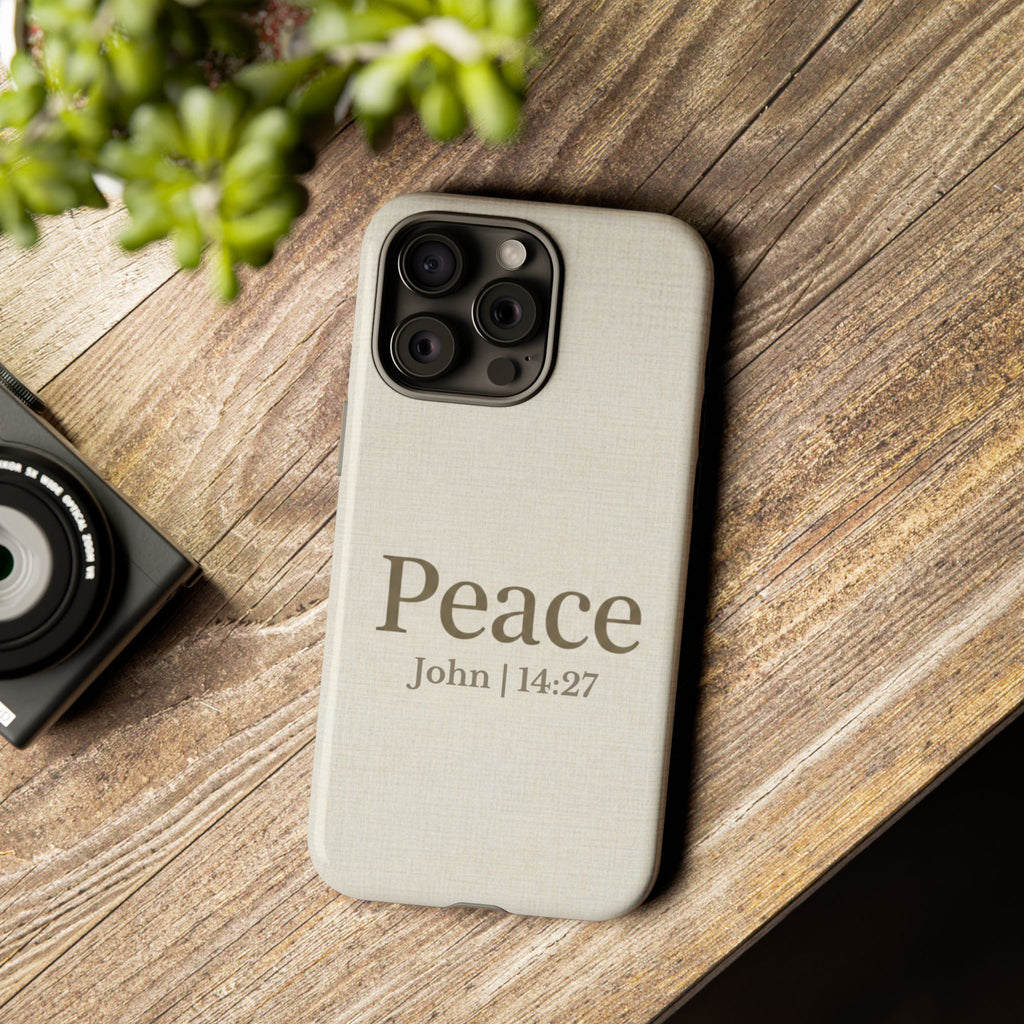 Peace (John 14:27) Phone Case — Minimalist Christian Scripture iPhone & Android Cover