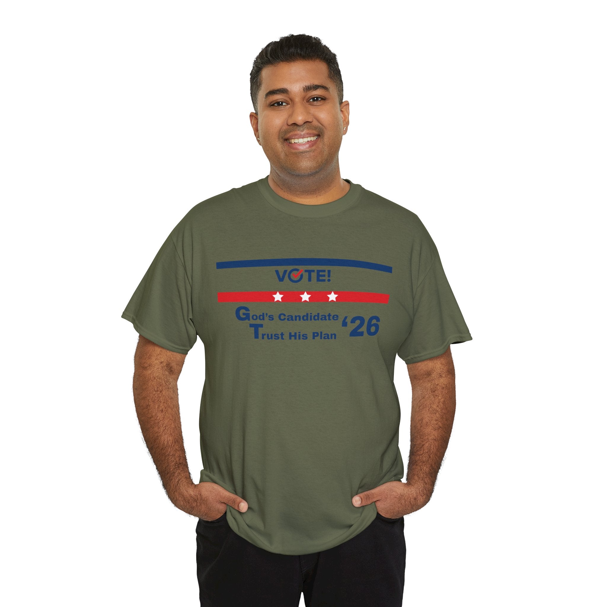 Political Vote '26 T‑Shirt — "God's Candidate Trust His Plan" Patriotic Tee