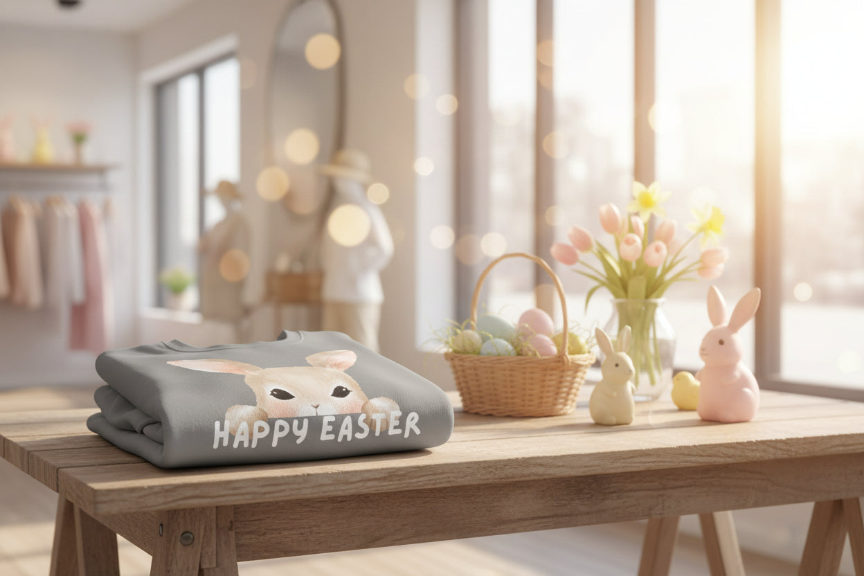 Easter Bunny Sweatshirt - 'Happy Easter' Cozy Holiday Pullover