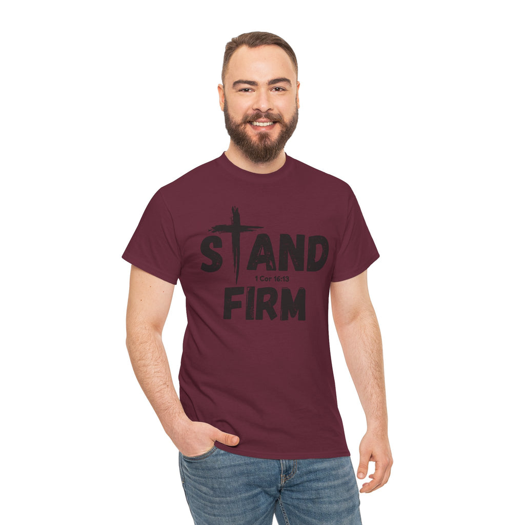 Stand Firm T-Shirt — Christian Faith Tee with Cross & 1 Cor 16:13 Inspirational Design