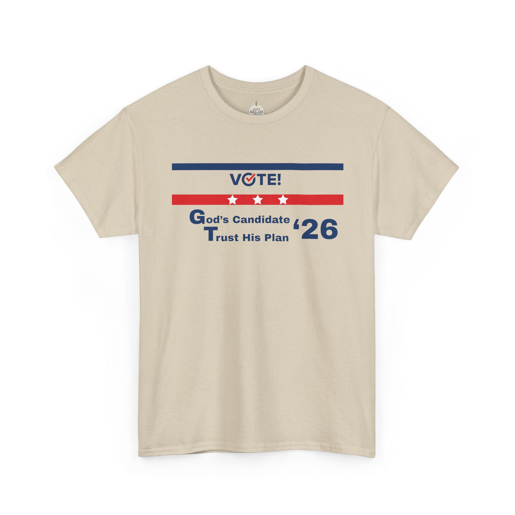 Political Vote '26 T‑Shirt — "God's Candidate Trust His Plan" Patriotic Tee