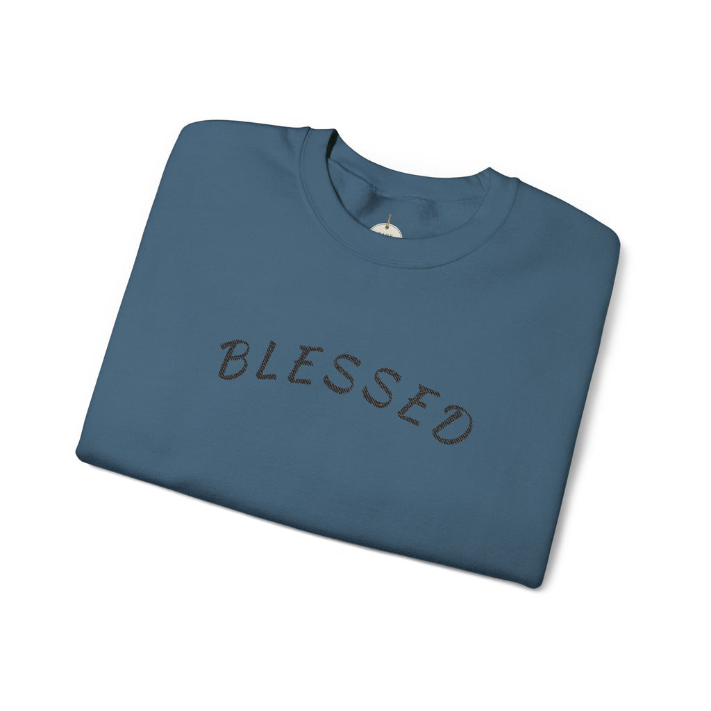 Embroidered - Blessed Crewneck Sweatshirt — Cozy Pullover with Script 'BLESSED'