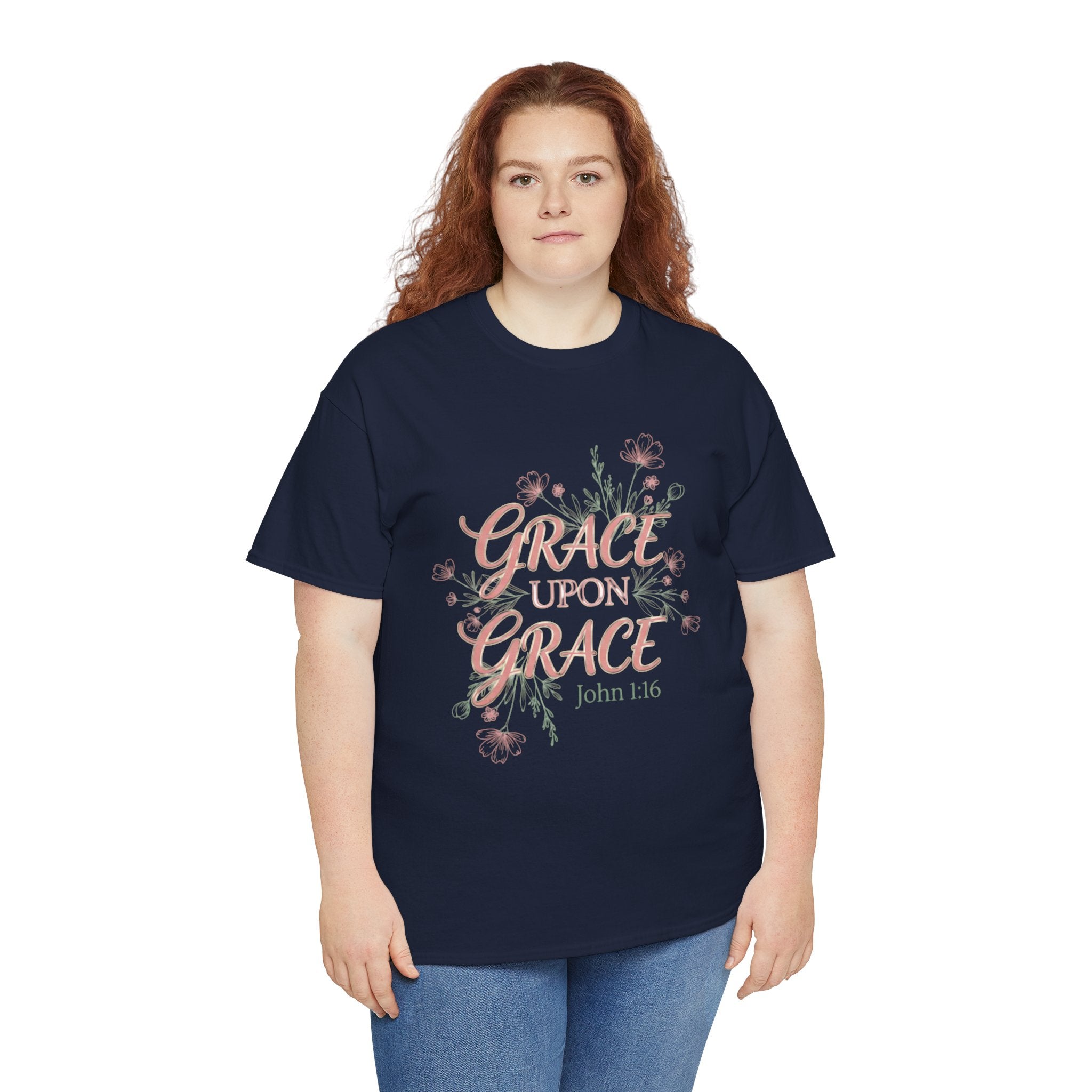 Grace Upon Grace Tee — John 1:16 Floral Christian T-Shirt