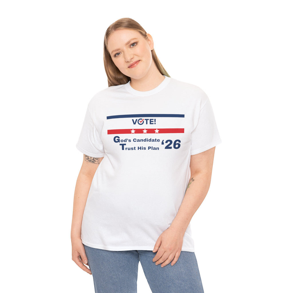 Political Vote '26 T‑Shirt — "God's Candidate Trust His Plan" Patriotic Tee