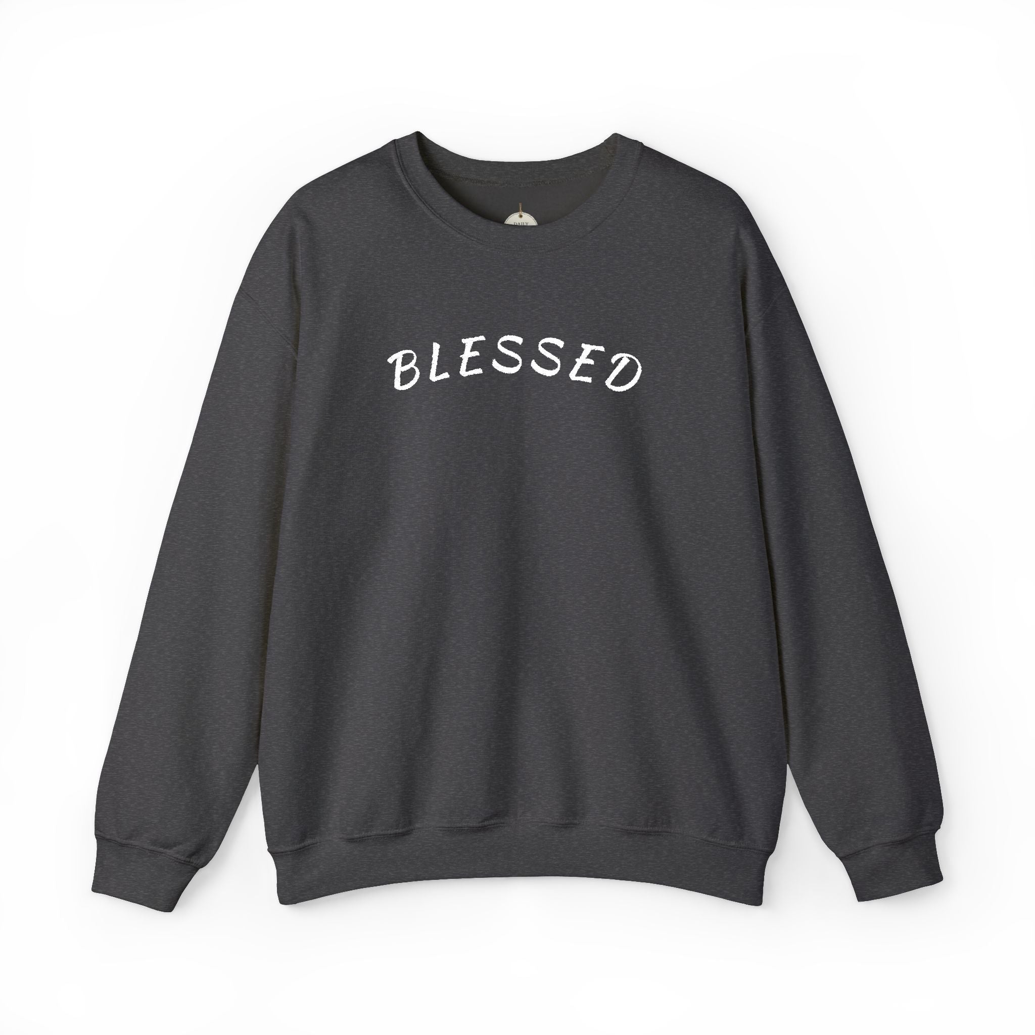 Embroidered Blessed Crewneck Sweatshirt — Minimal Faith-Inspired Pullover