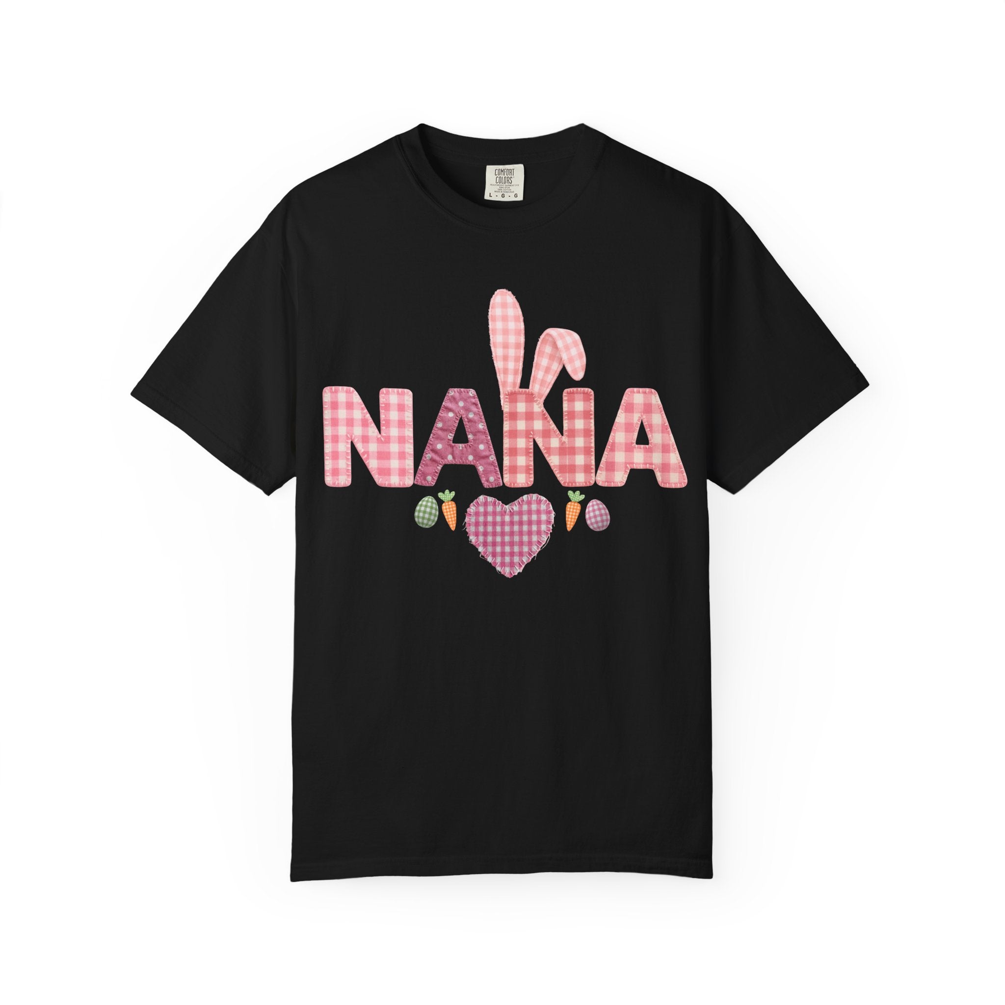 Nana Pink Gingham Heart Easter T-Shirt Comfort Colors