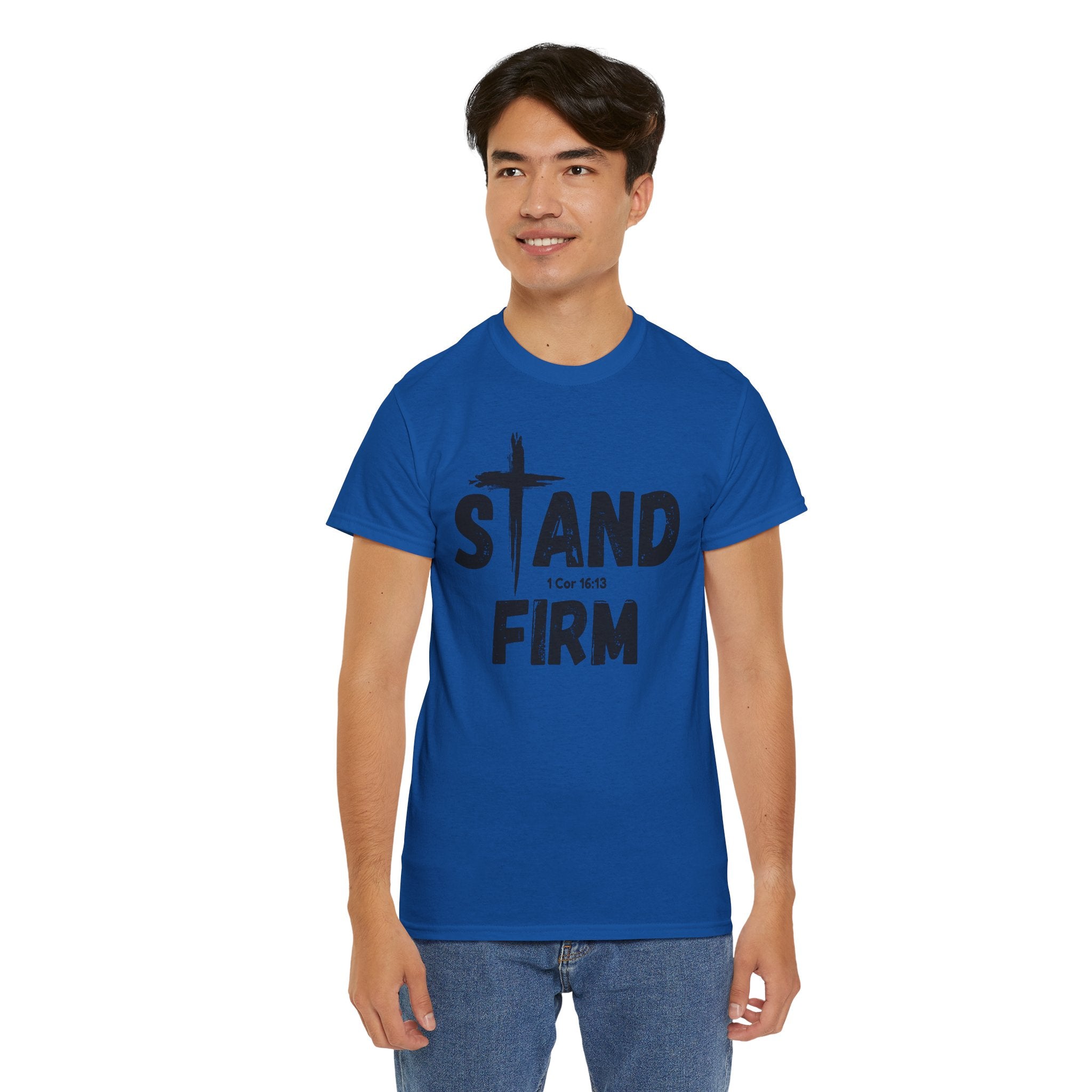 Stand Firm T-Shirt — Christian Faith Tee with Cross & 1 Cor 16:13 Inspirational Design