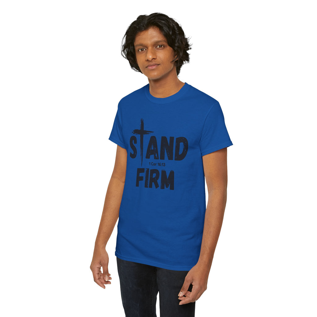 Stand Firm T-Shirt — Christian Faith Tee with Cross & 1 Cor 16:13 Inspirational Design
