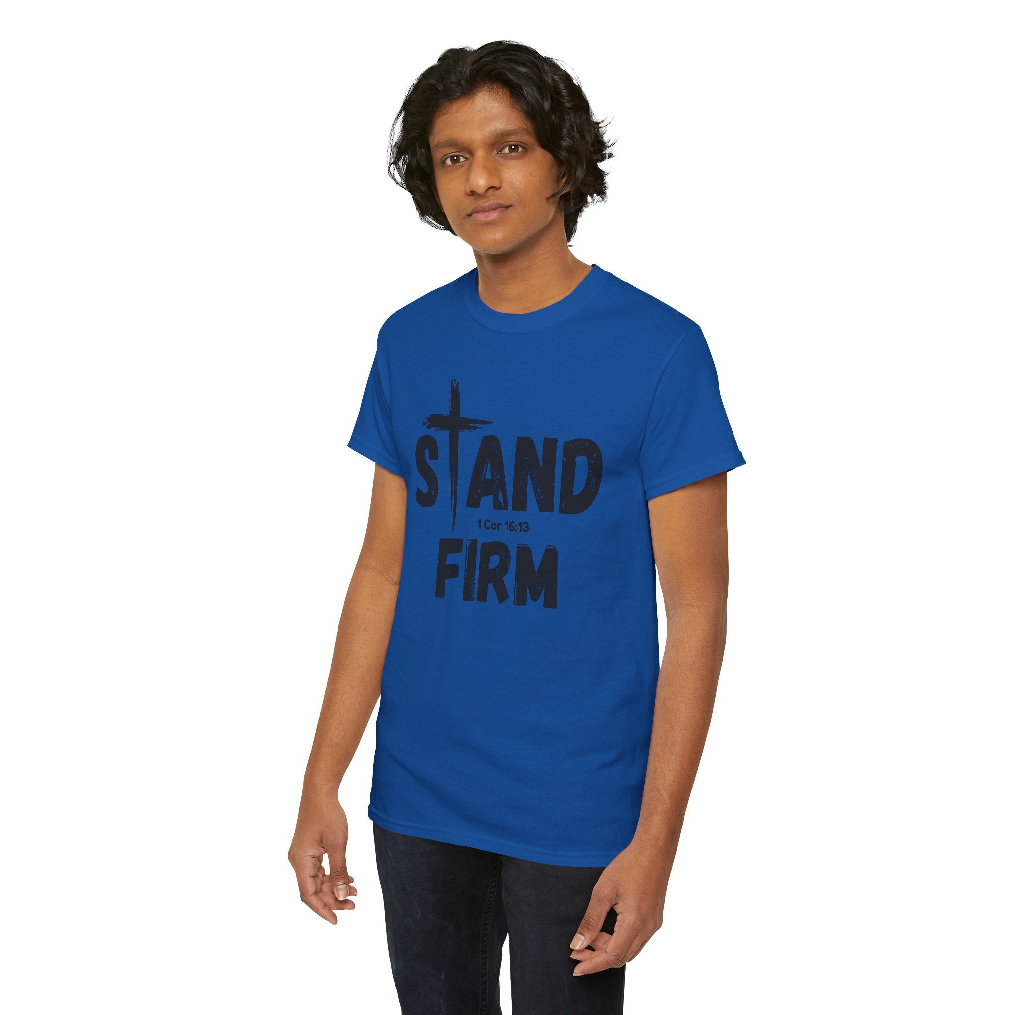 Stand Firm T-Shirt — Christian Faith Tee with Cross & 1 Cor 16:13 Inspirational Design