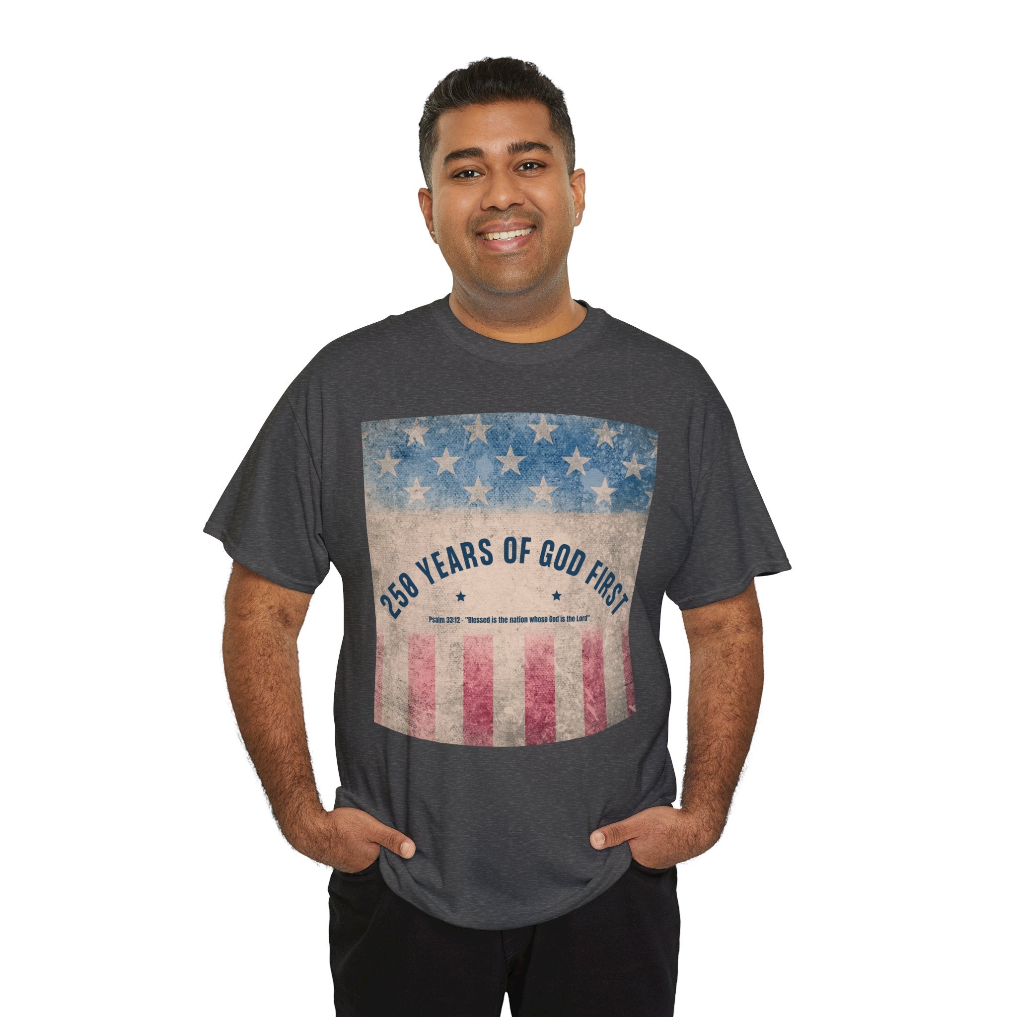 God First 250 Years Vintage American Flag  and Patriotic T-Shirt