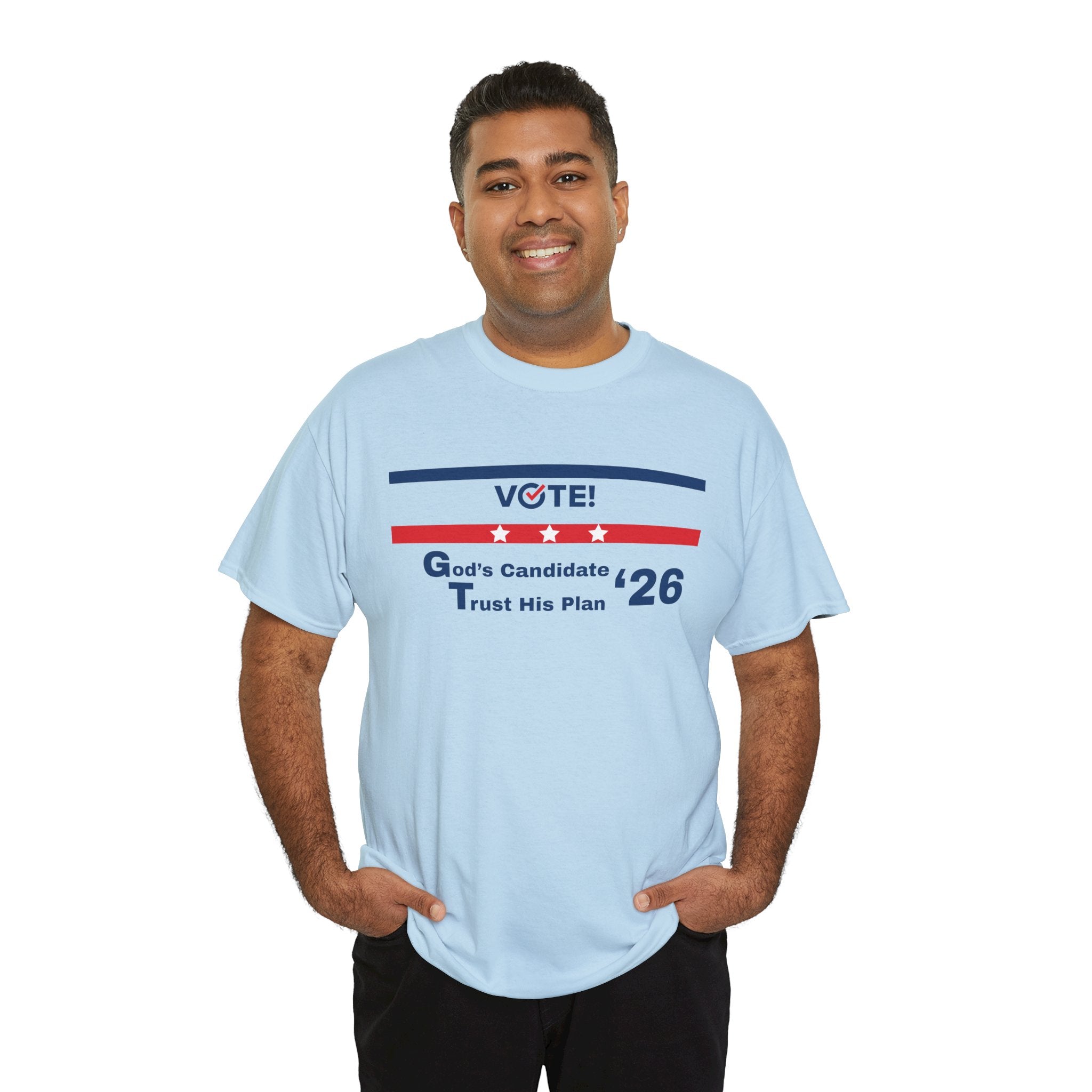 Political Vote '26 T‑Shirt — "God's Candidate Trust His Plan" Patriotic Tee