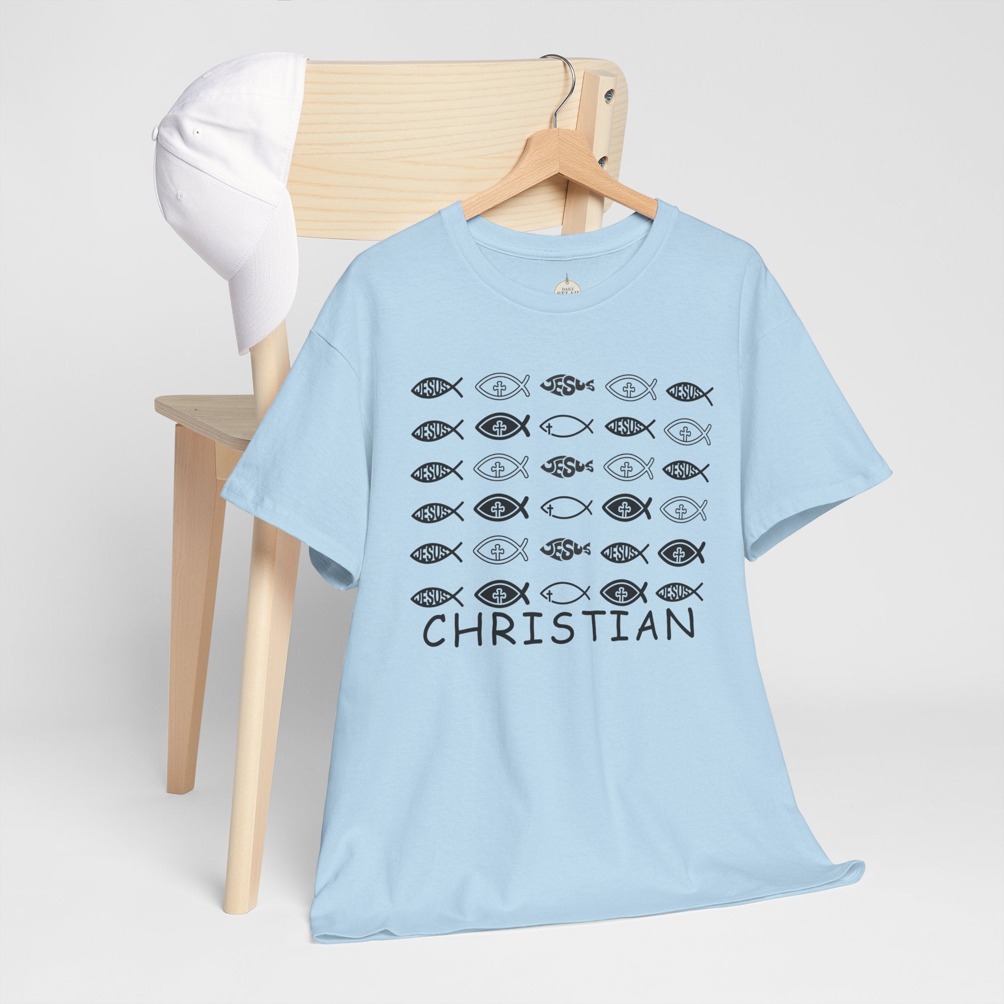 Christian Fish Pattern T‑Shirt — Ichthys Faith Tee - JESUS FISH