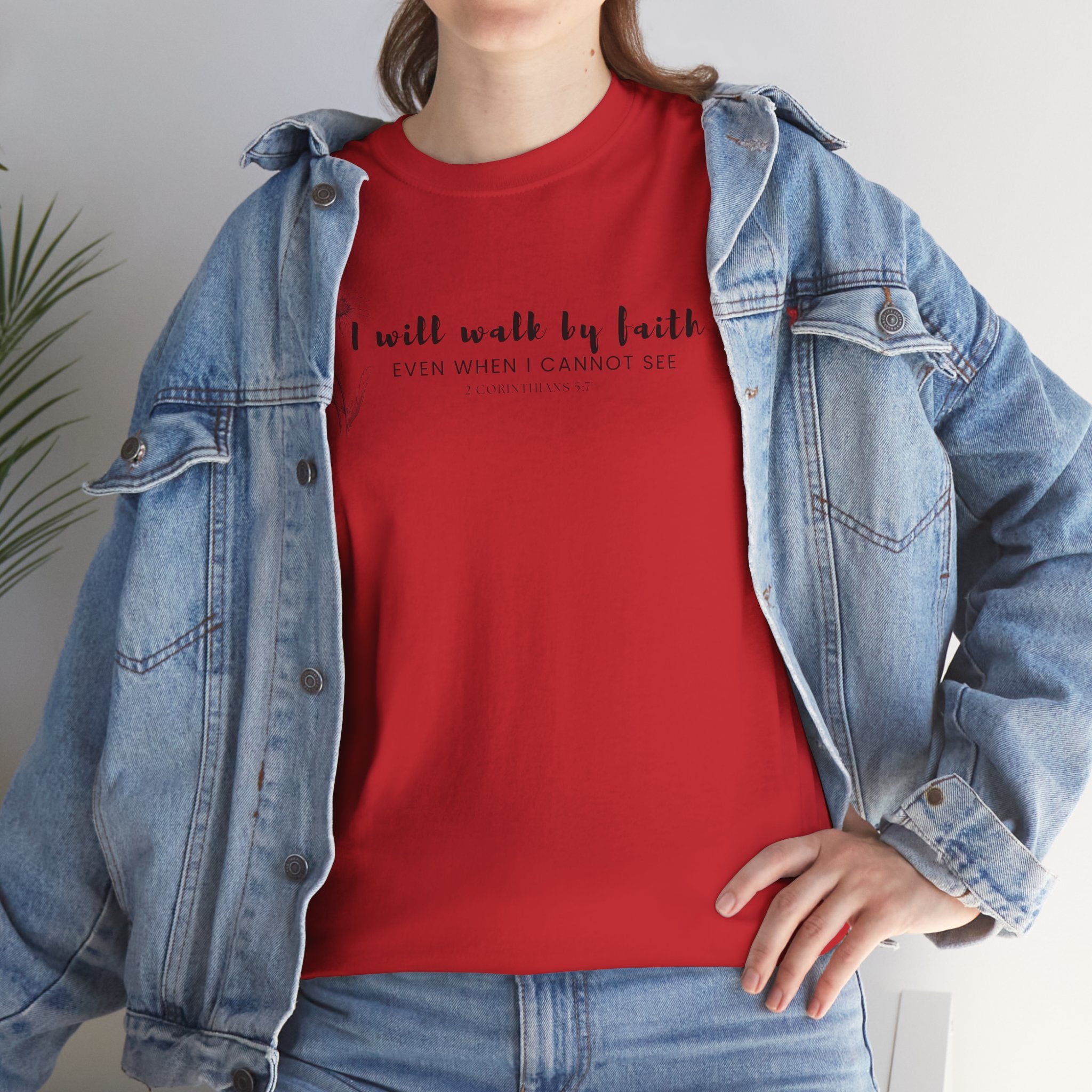 Faith Graphic Tee — "I Will Walk by Faith" Minimal Christian T-Shirt