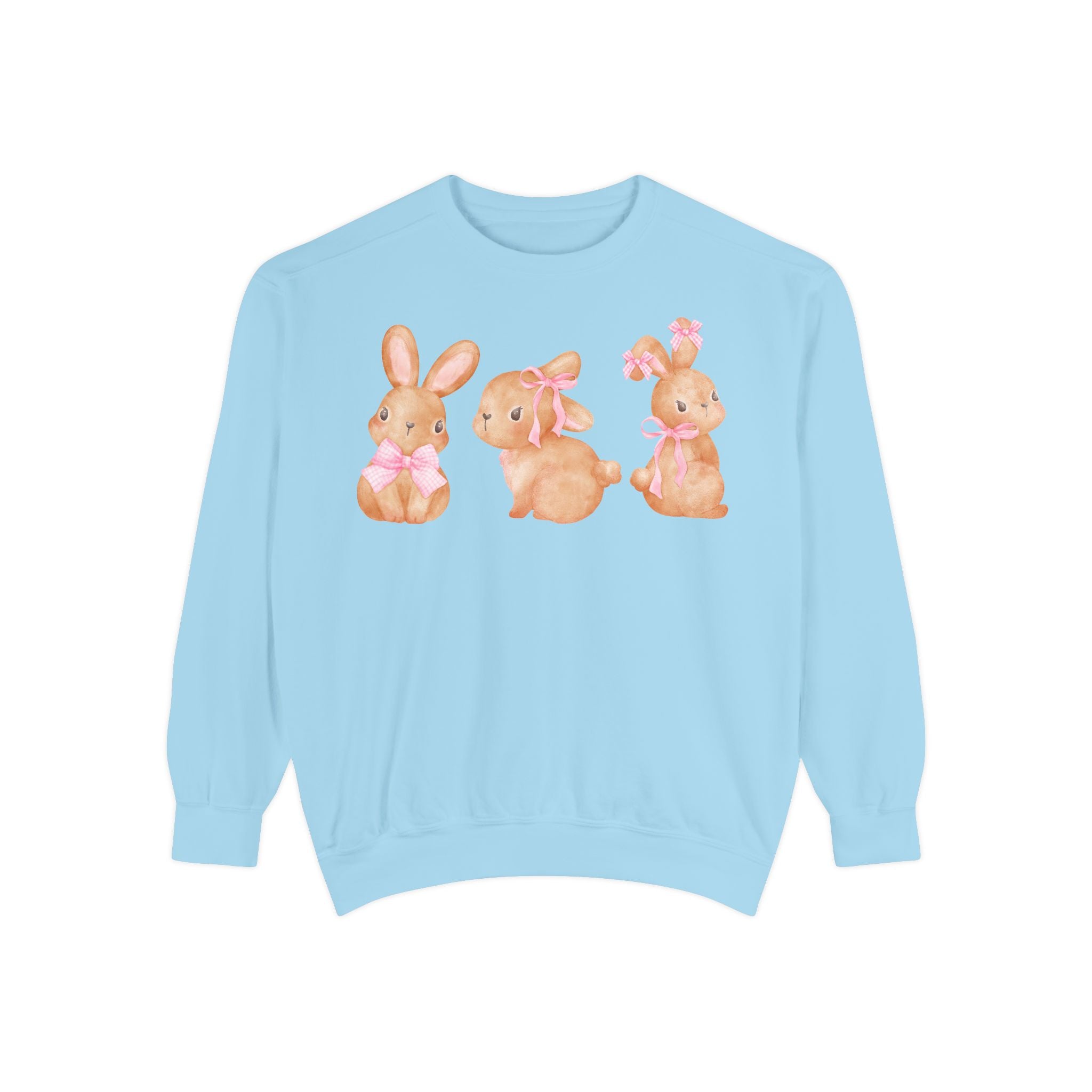 Comfort Colors - Easter Bunny Trio Sweatshirt — Cute Pastel Rabbit Graphic Pullover