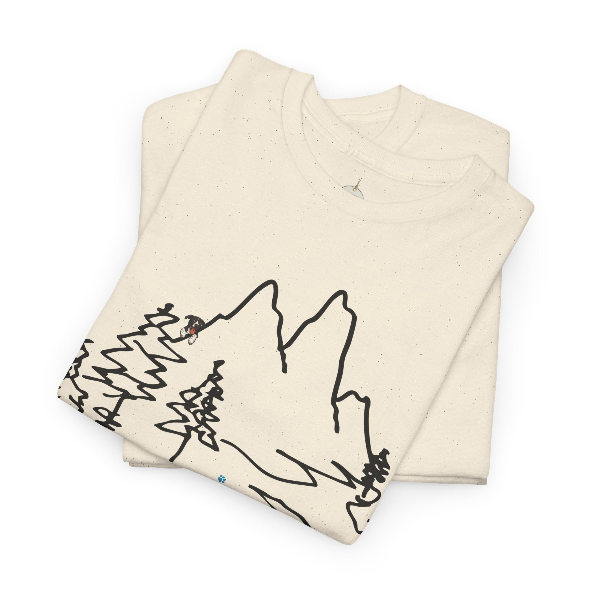 Rainbow Bridge T‑Shirt — Minimal Line Art Nature Tee with 'Follow the Dog Prints' Design Psalms 121