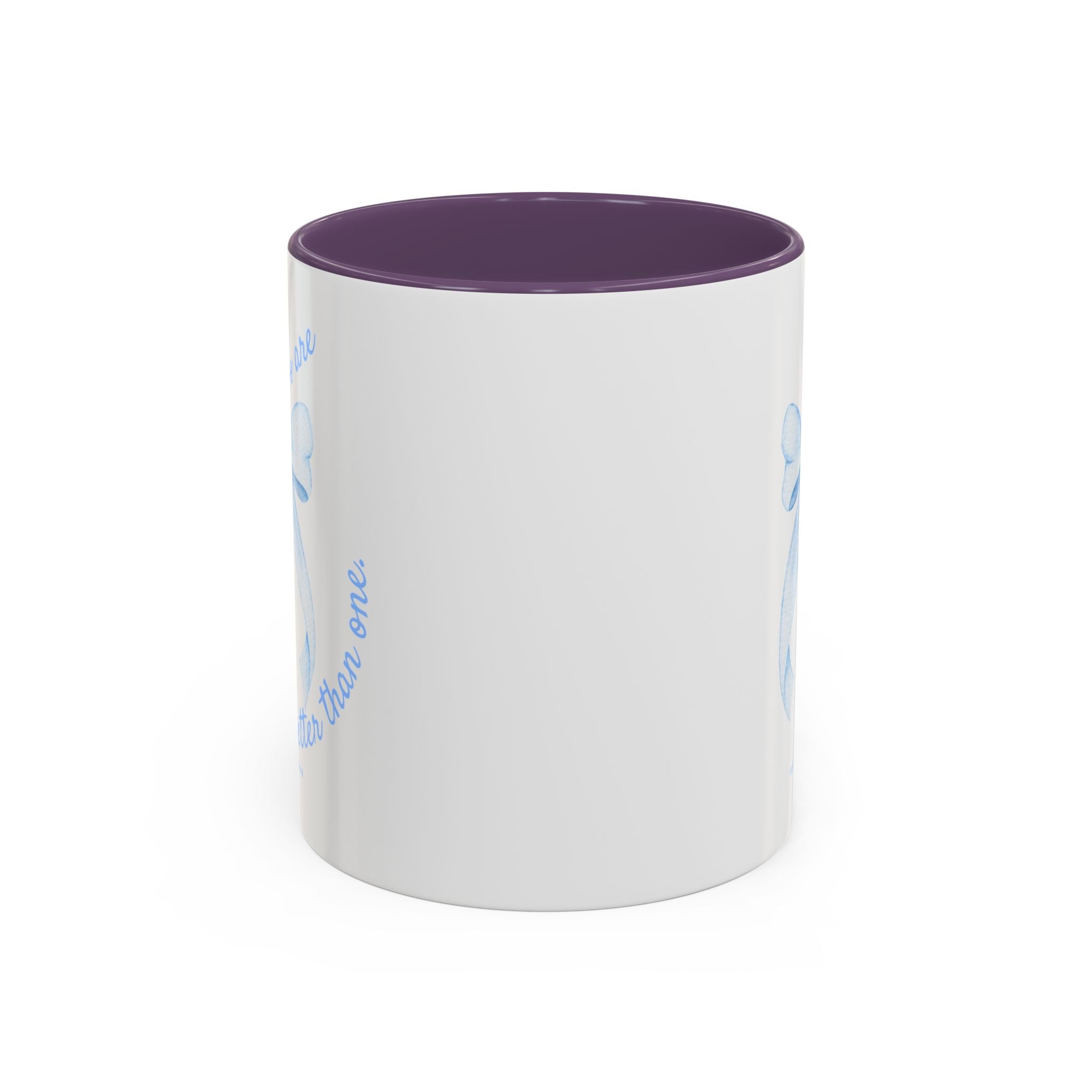 Accent Coffee Mug - "Two are better than one" Blue Ribbon Ceramic Mug Christian Wedding