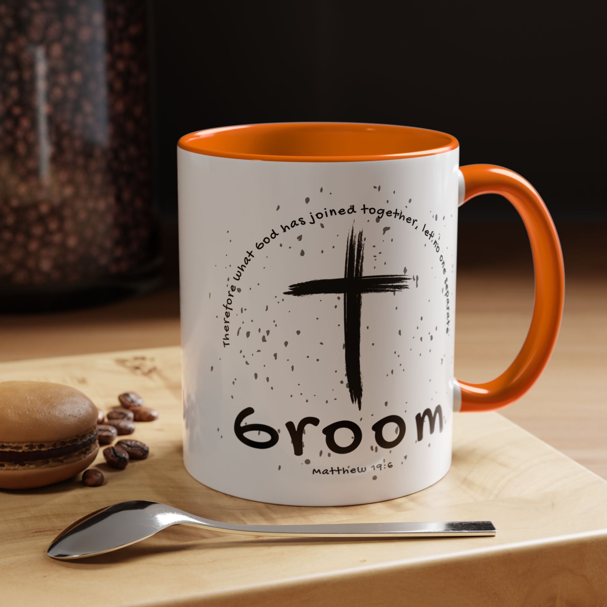 Groom Faith Coffee Mug – Cross & Matthew 19:6 Wedding Gift