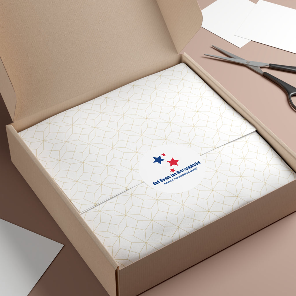 Vote! Round Vinyl Sticker — "God Knows the Best Candidate" Patriotic Christian Decal 2026