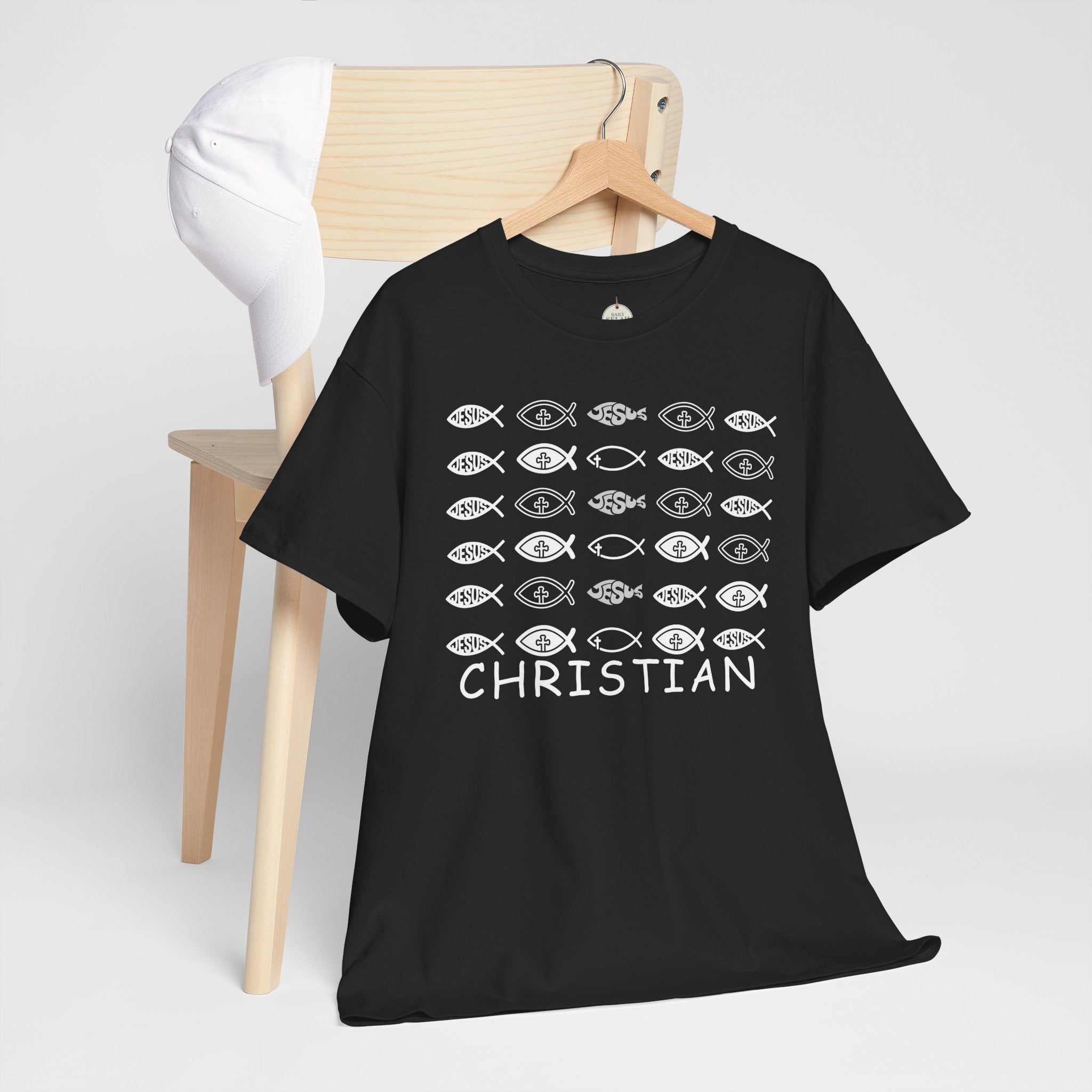 Christian Fish Pattern T‑Shirt — Ichthys Faith Tee - JESUS FISH