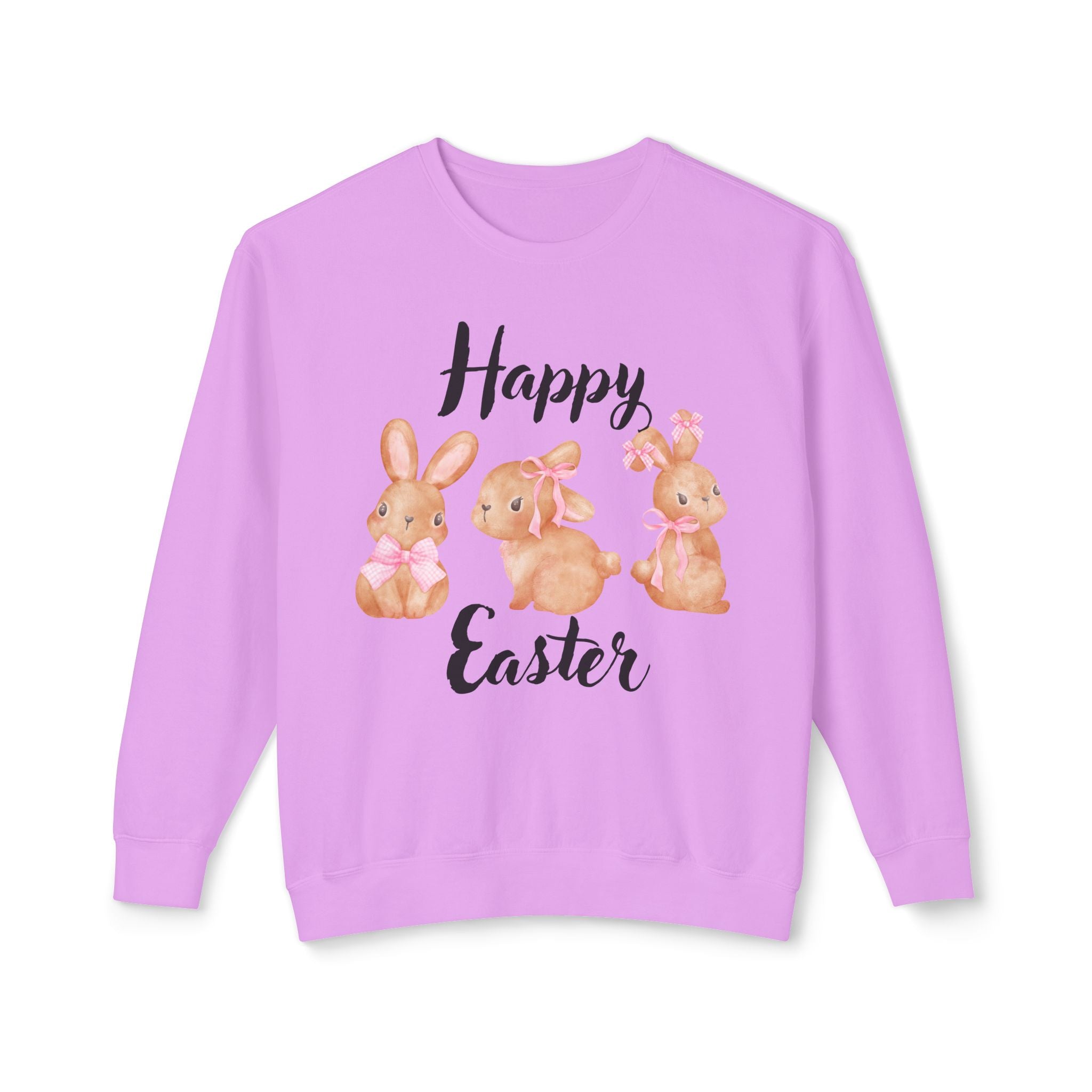 Comfort Colors - Easter Bunny Crewneck Sweatshirt – "Happy Easter" Pastel Bunny Design