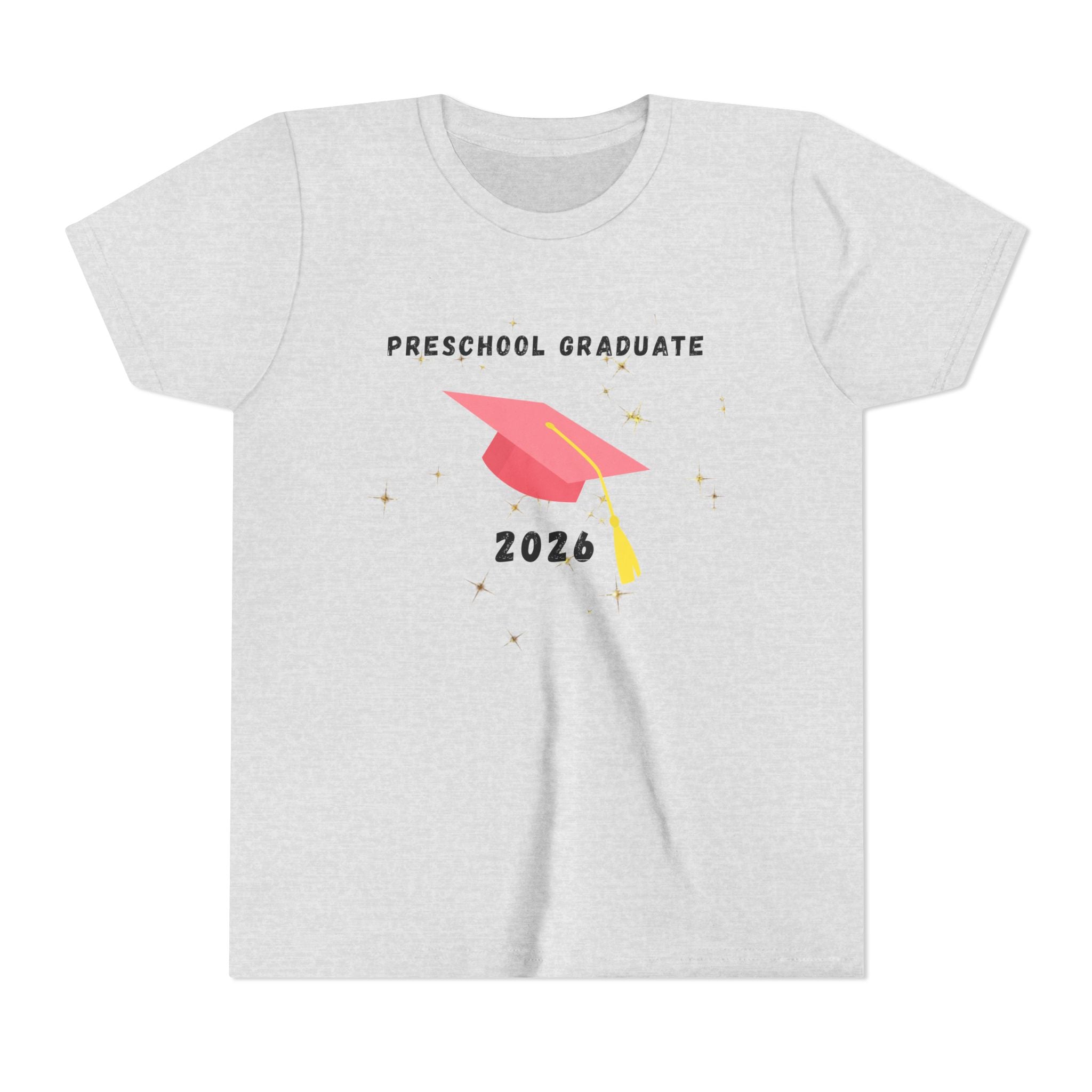 Preschool Graduate 2026 Youth Tee — Pink Graduation Cap Kids Shirt