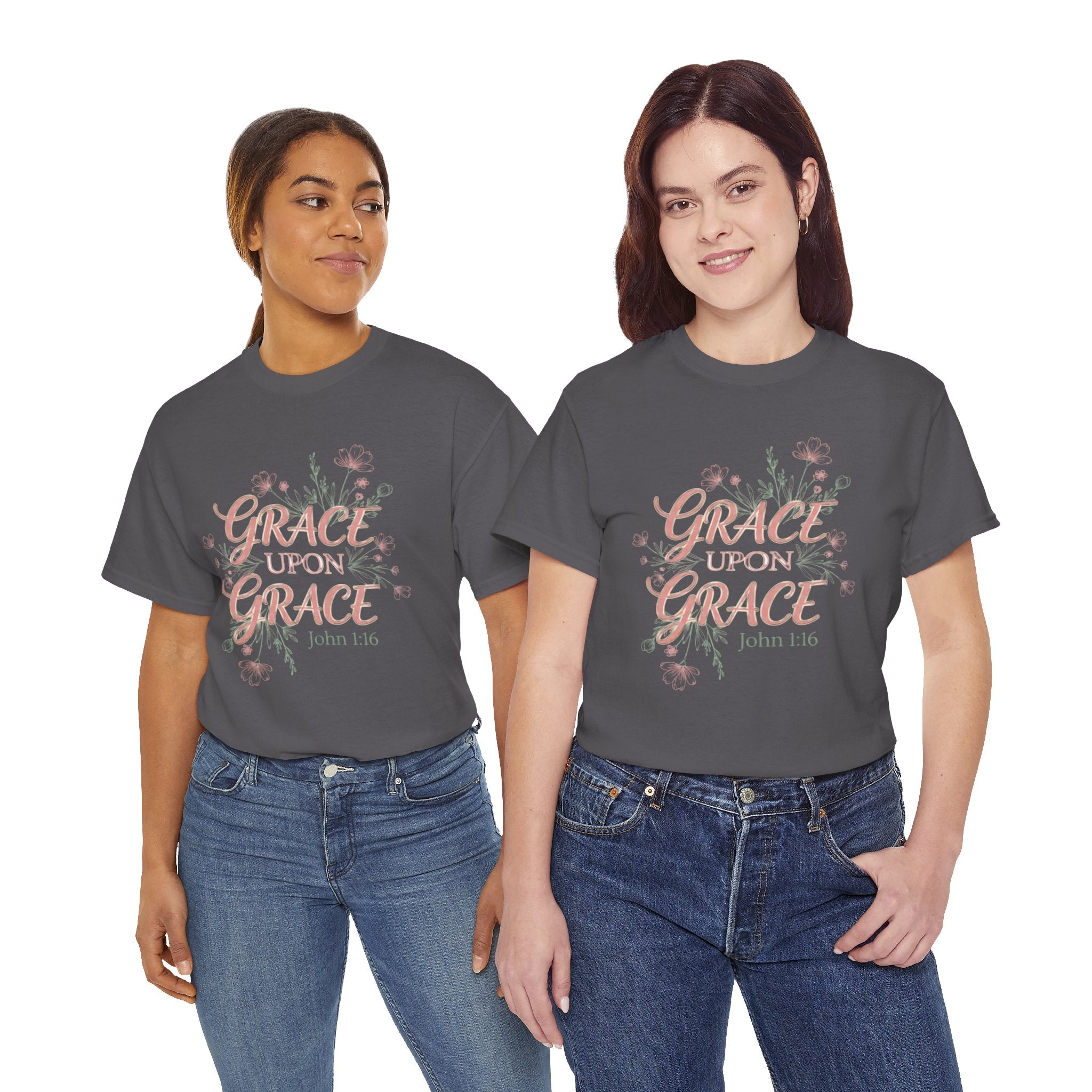 Grace Upon Grace Tee — John 1:16 Floral Christian T-Shirt
