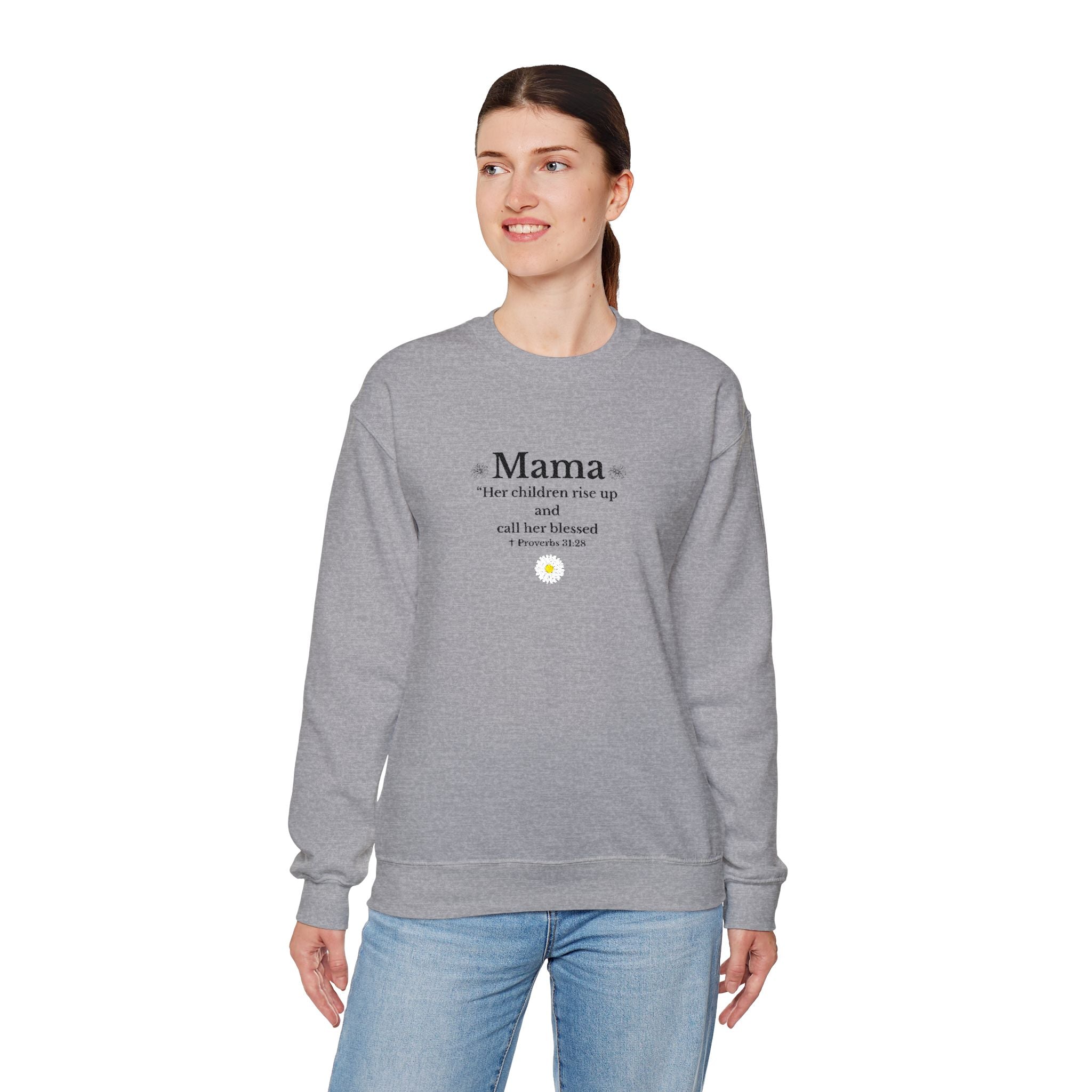 Mama Sunshine Crewneck Sweatshirt — "Mama the sunshine in my soul" Cozy Mom Gift - Embroidered