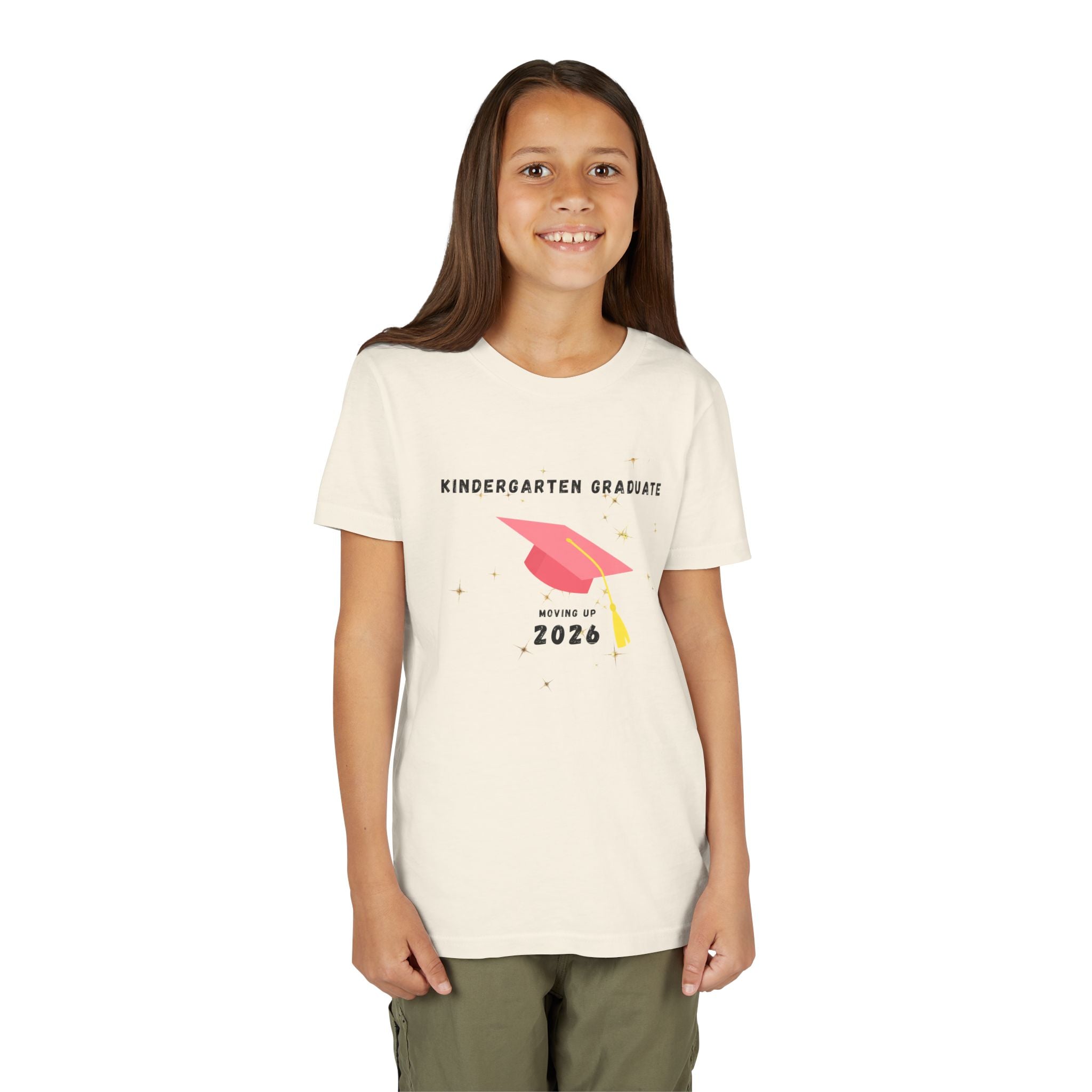 Kindergarten Graduate 2026 Youth Tee — Moving Up Graduation Cap Shirt