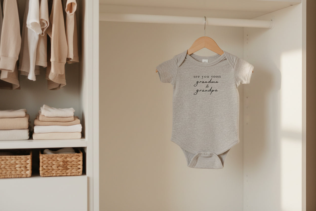 See you soon grandma & grandpa Infant Bodysuit | Pregnancy Announcement, New Baby Reveal