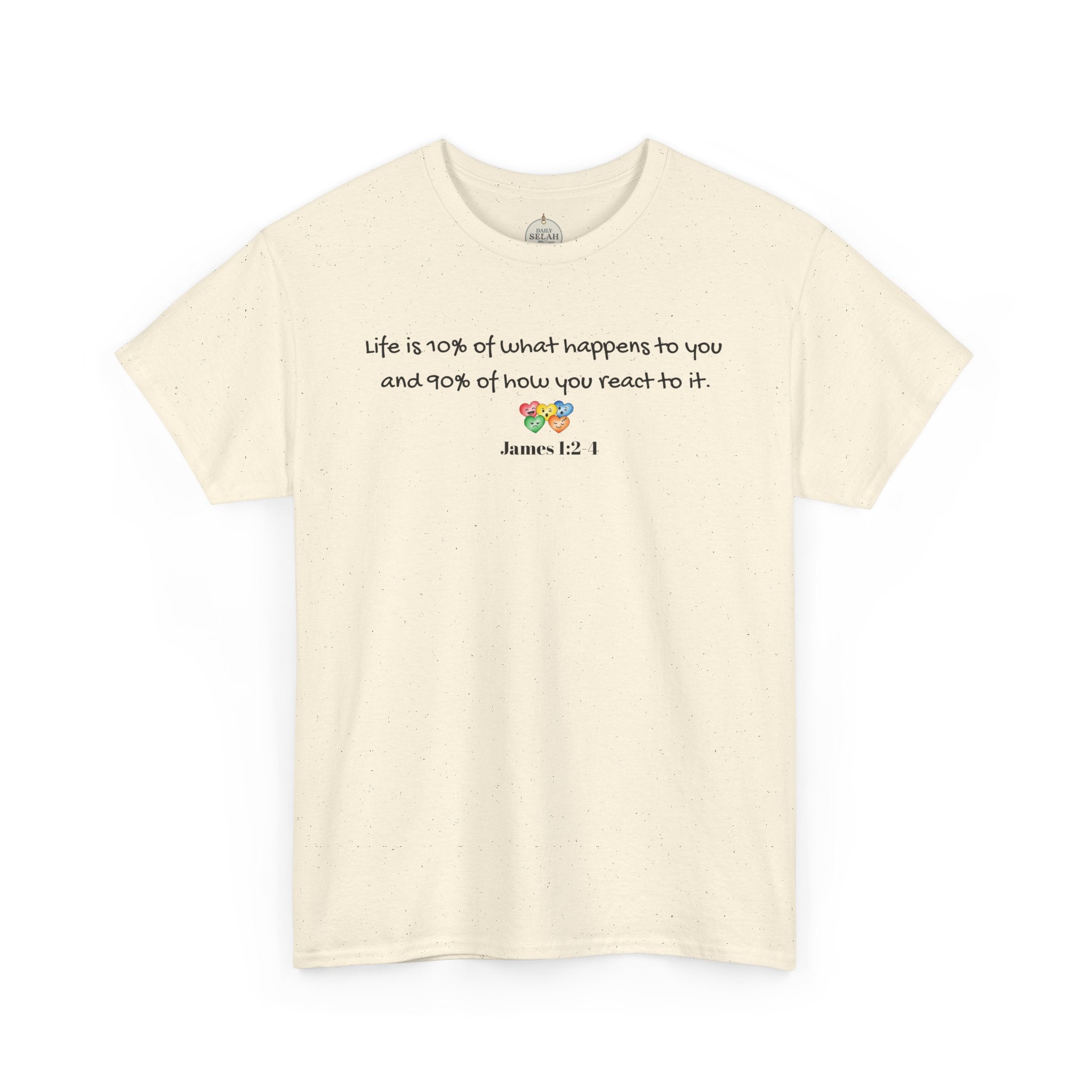 Bible Verse T‑Shirt – "Life is 10% of what happens to you" James 1:2-1 Inspirational Tee