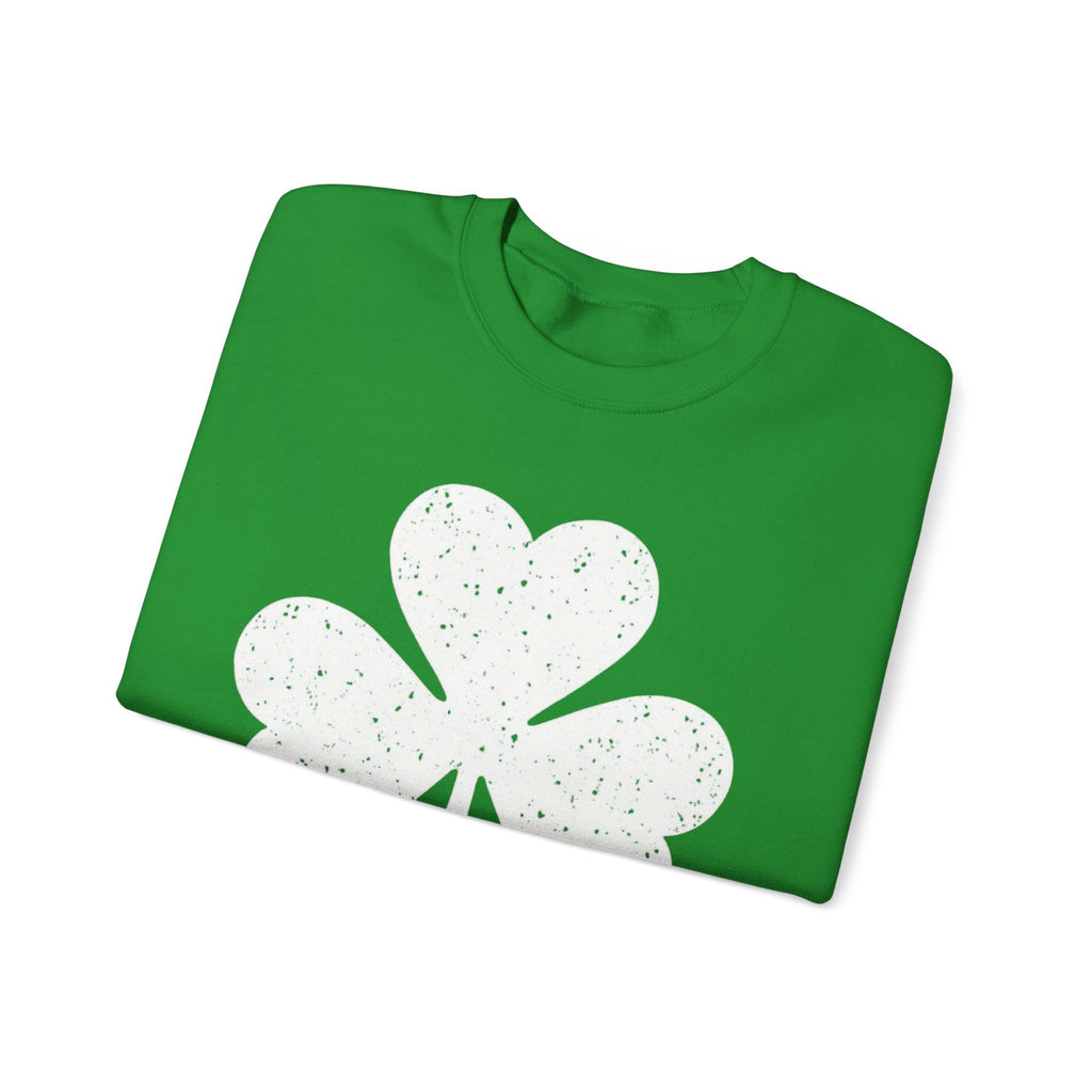 Shamrock Crewneck Sweatshirt – Distressed Green Clover St. Patrick’s Day Pullover