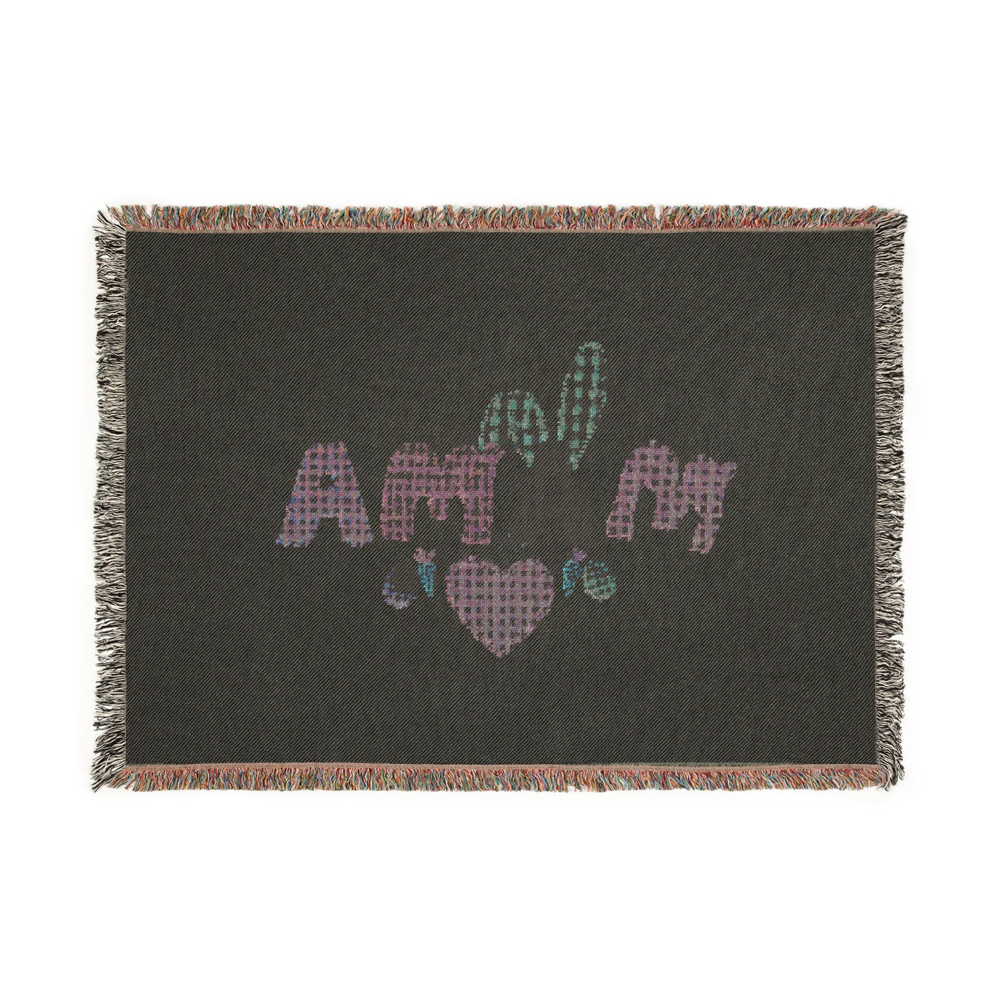 Mama Patchwork Woven Blanket — Cozy Mother's Day Throw with Heart & Floral Plaid Design