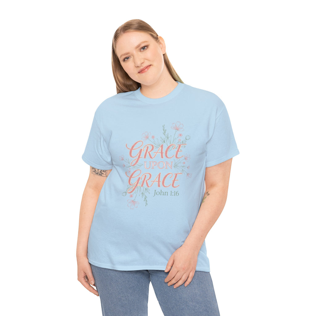 Grace Upon Grace Tee — John 1:16 Floral Christian T-Shirt