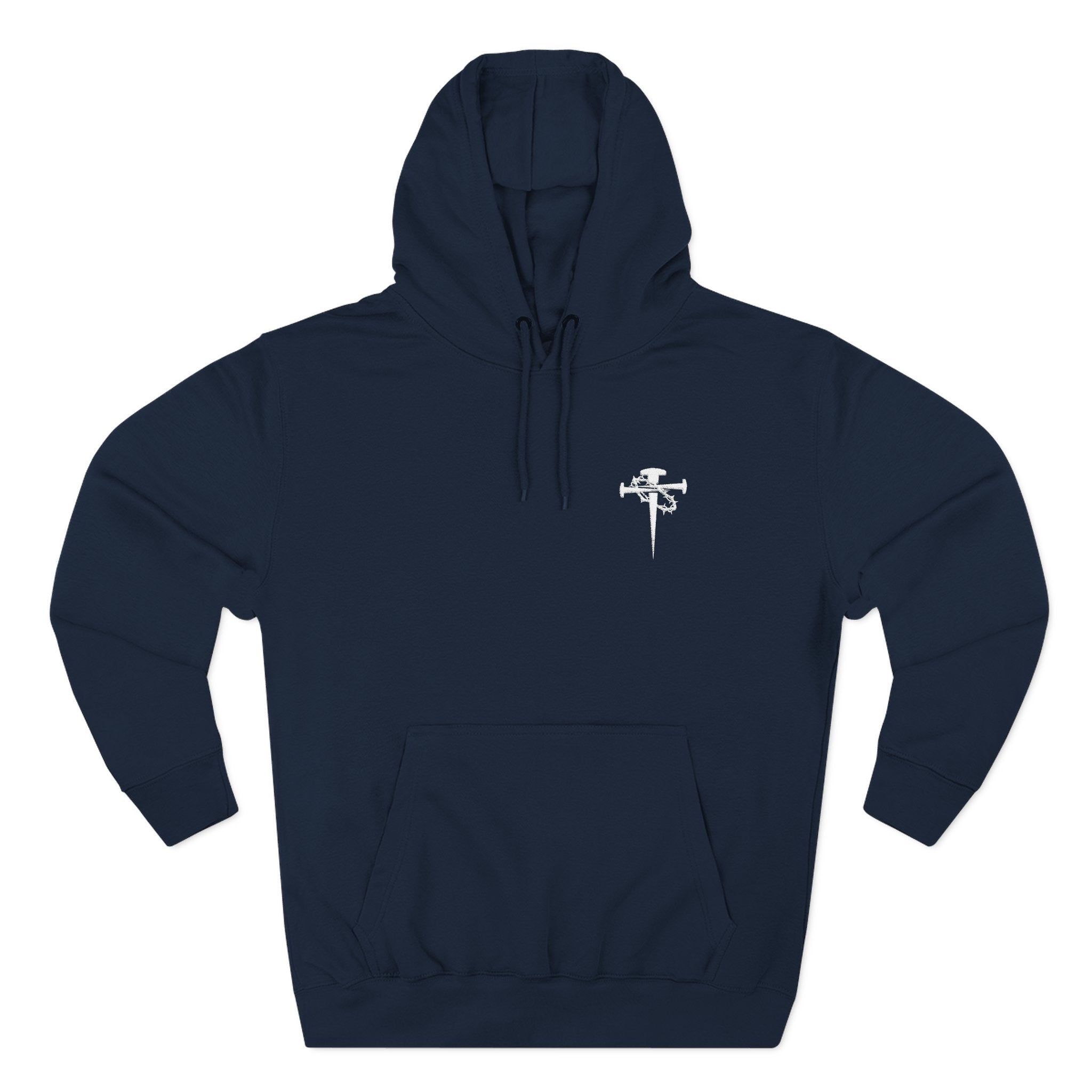 Embroidered Cross & Dagger with Thorn of Crowns — Minimal Christian Chest Graphic Logo Fleece Pullover